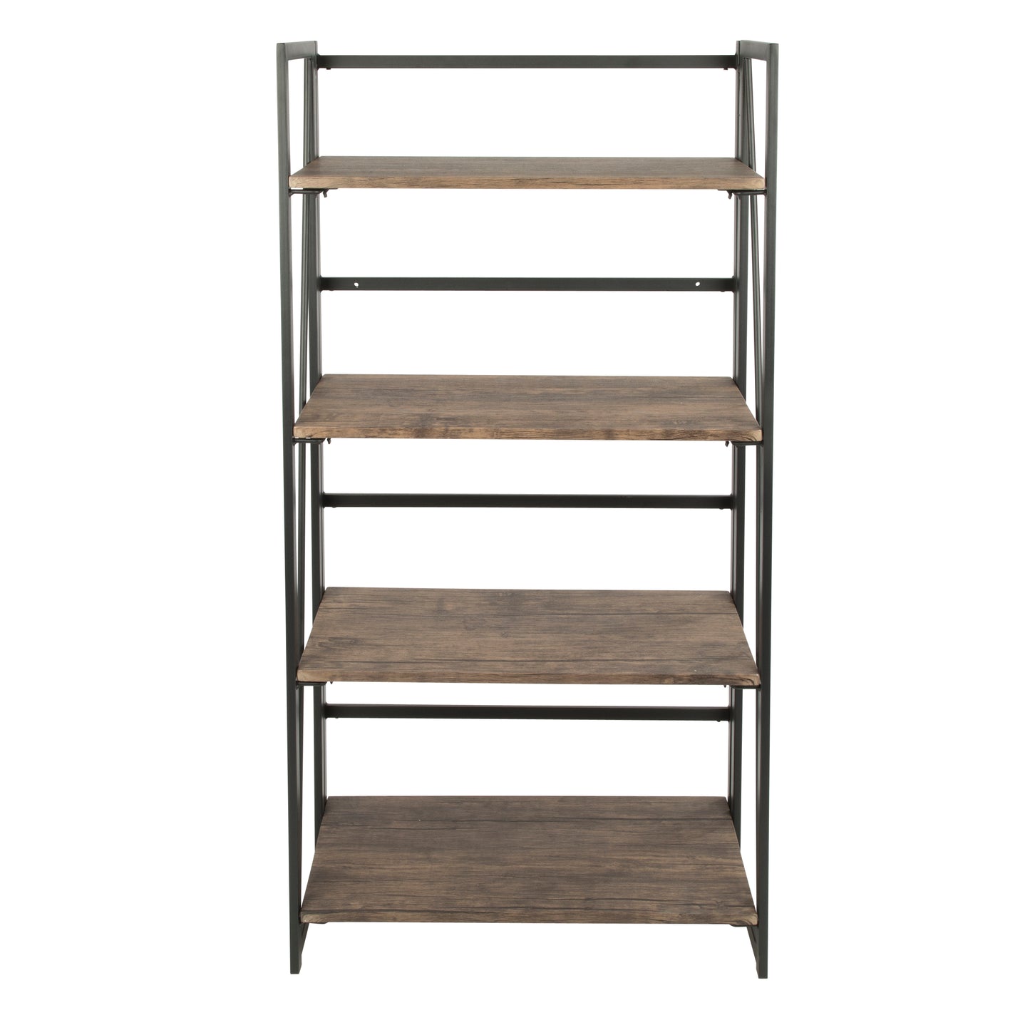 Dakota Industrial Bookcase in Black Metal and Wood by LumiSource