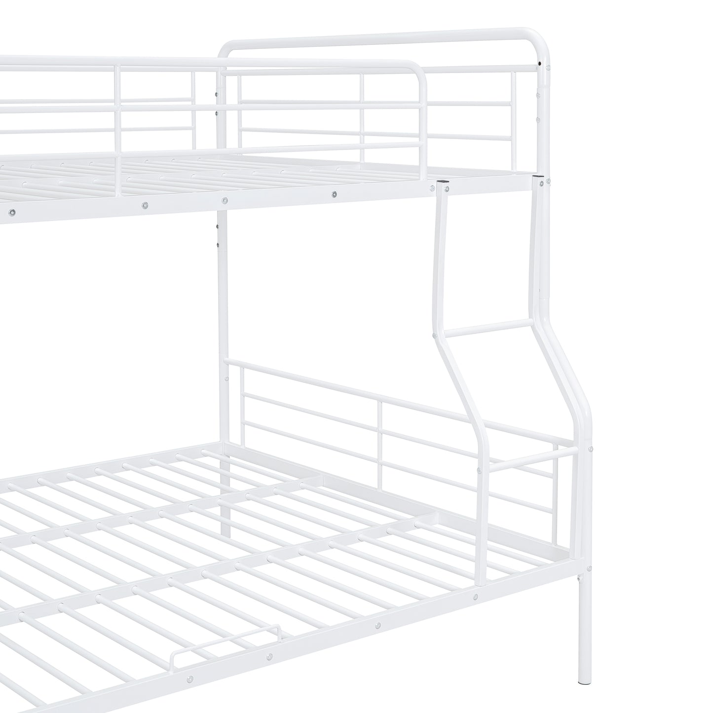 Contemporary White Metal Full XL Over Queen Bunk Bed