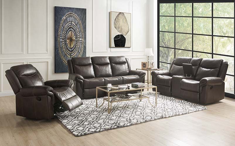 Lydia Glider Recliner with Cupholders, USB Ports, and Brown Leather Aire