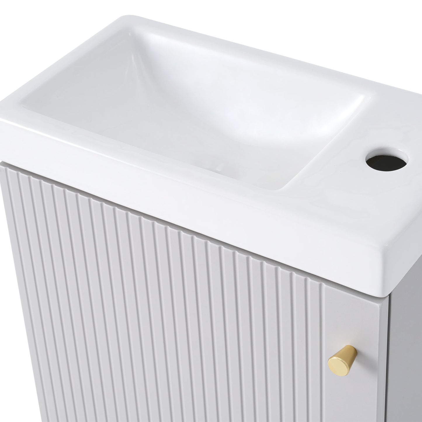 Contemporary 16" Wall-Mounted Bathroom Vanity Combo Cabinet with Ceramic Basin - Ideal for Small Bathrooms