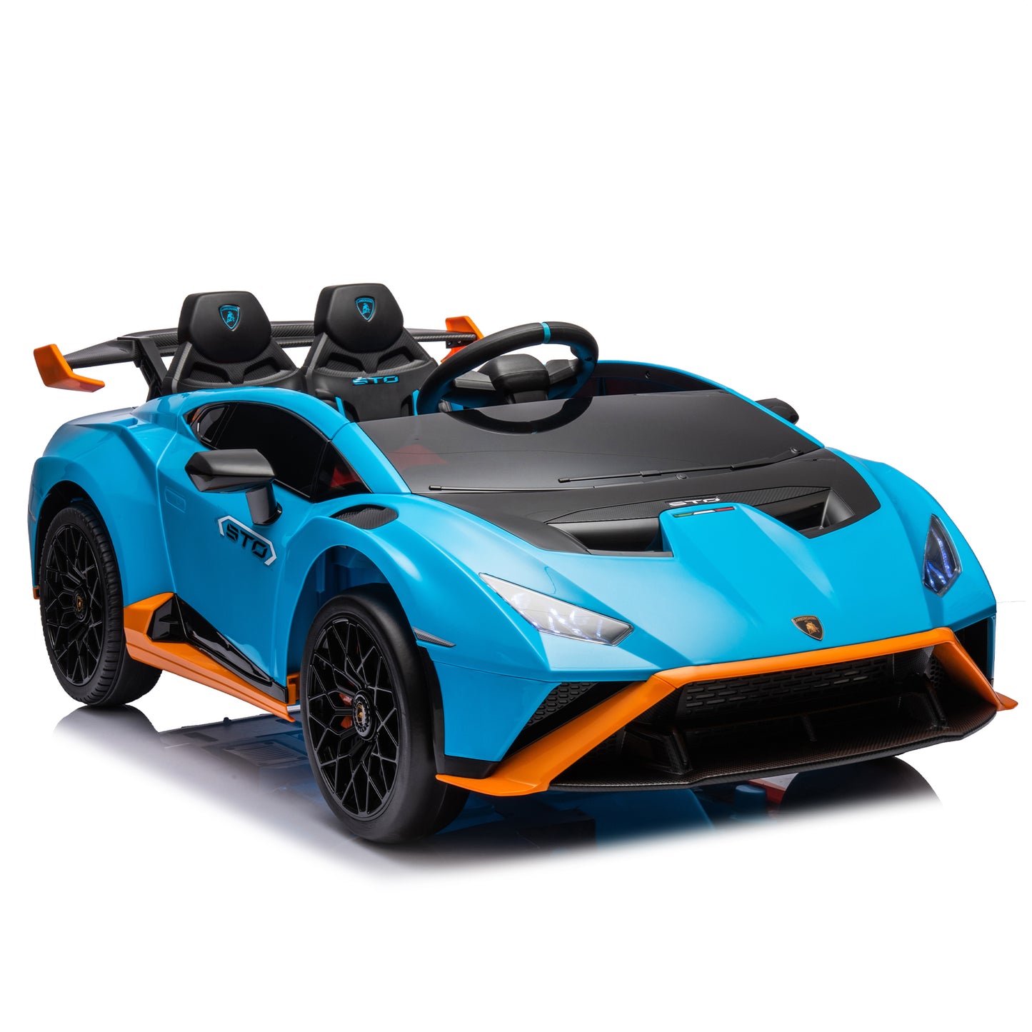 Lamborghini Huracan Sto 24V Kids Electric Ride-On Drift Car: Speeds 1.86-5.59 MPH, Ages 3-8, Foam Front Wheels, 360° Spin, LED Lights, Dynamic Music, Early Learning, USB Port, Drift Feature