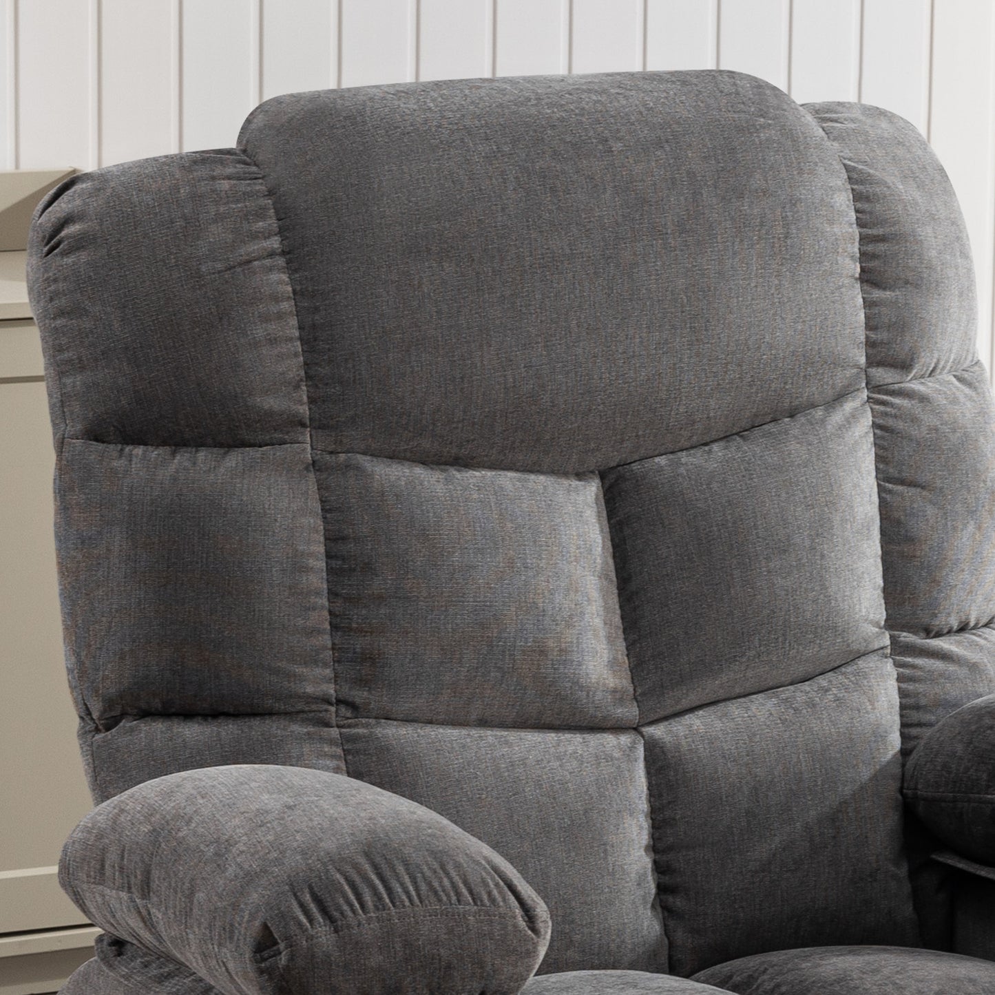 Grey Rocking Recliner Chair with Vibration Massage, Heating, and Rocking Function