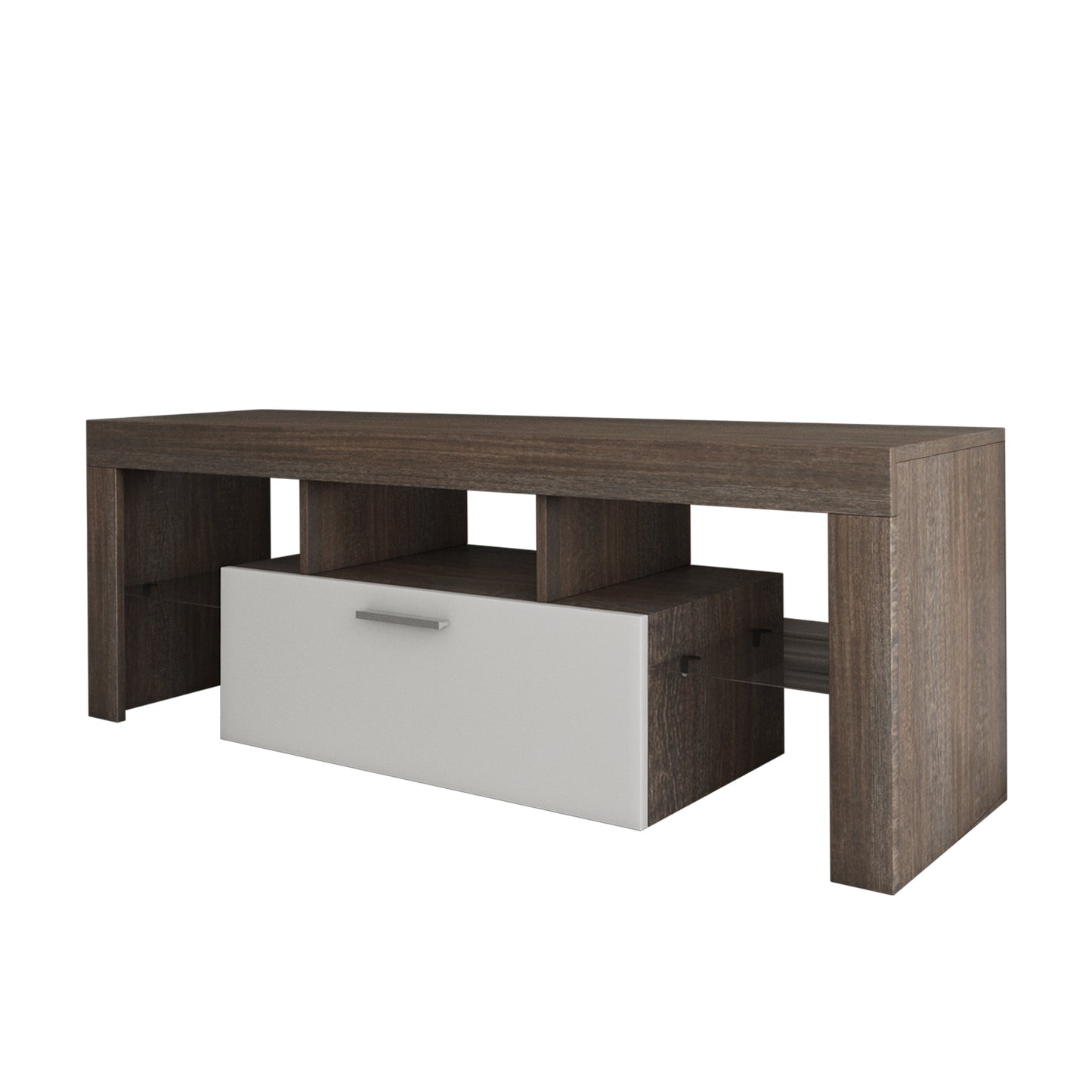 Quick Assembly Modern TV Stand with Toughened Glass Shelf and LED Color Changing Lights