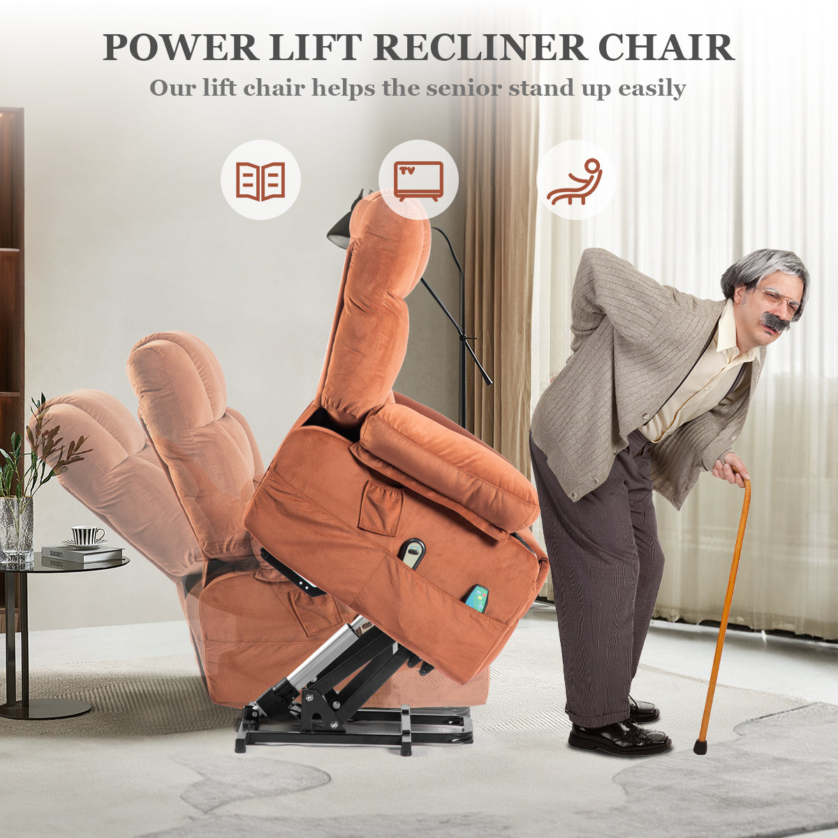 Comfort Plus Elderly Power Lift Recliner Chair with Heat and Massage