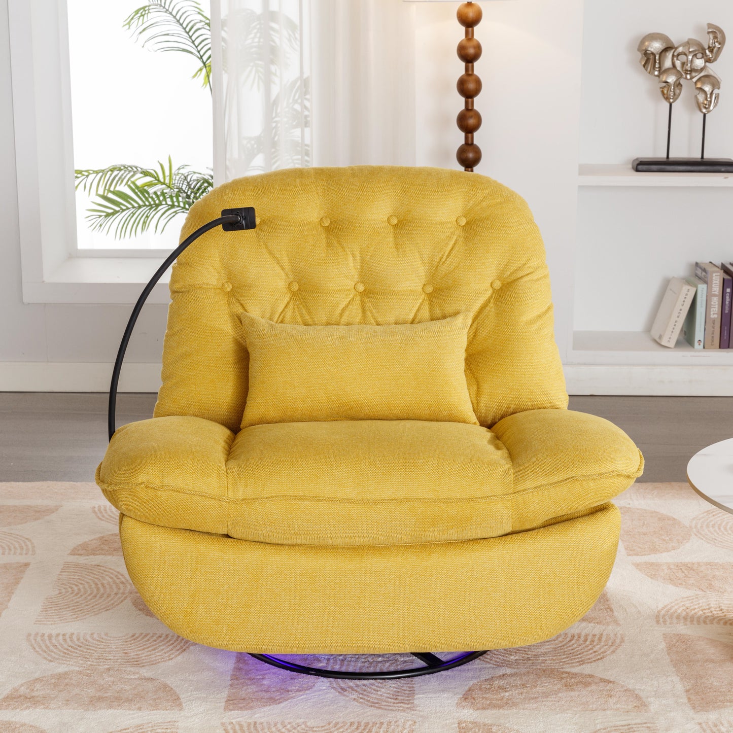 Yellow Power Recliner with Voice Control and Bluetooth Music Player