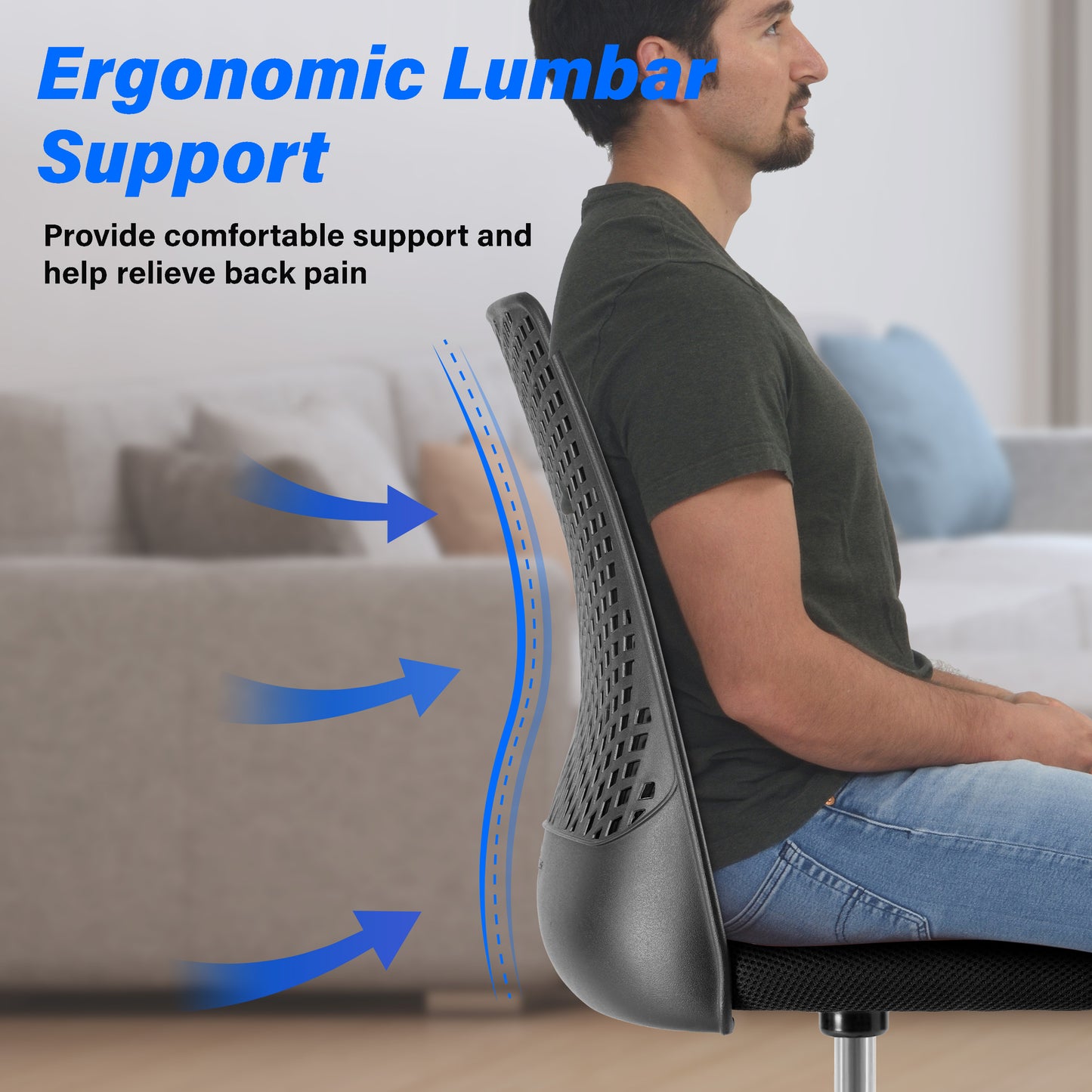 Ergonomic Office and Home Chair with Supportive Cushioning, Black