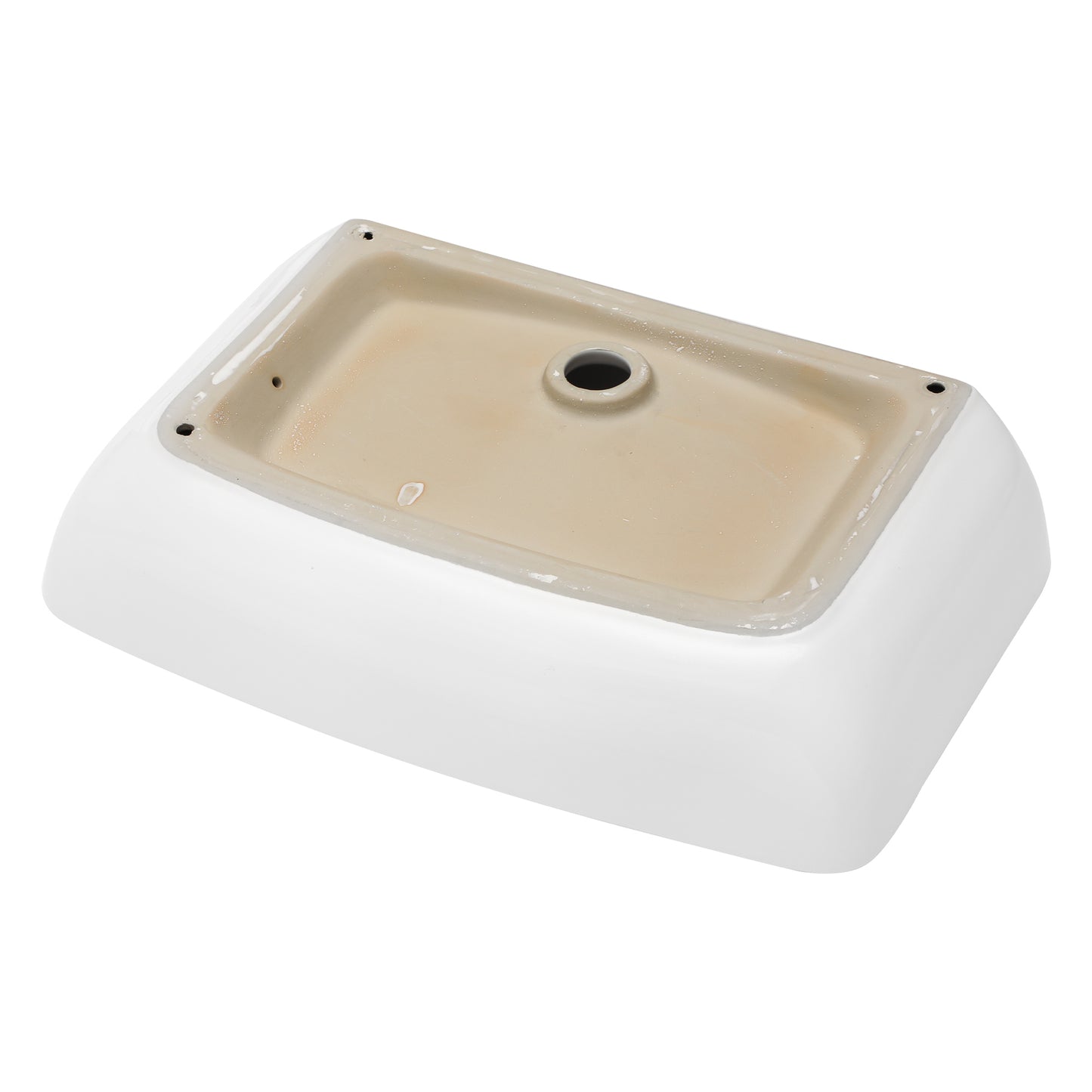 24"x15" White Ceramic Rectangular Vessel Bathroom Sink