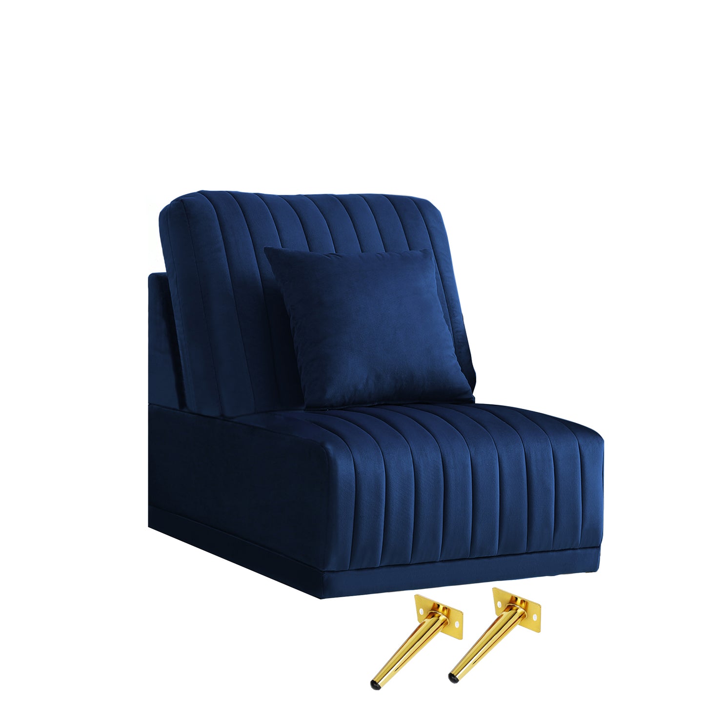 Blue armless single sofa, not sold separately, needs to be combined with other parts or multiple seats.