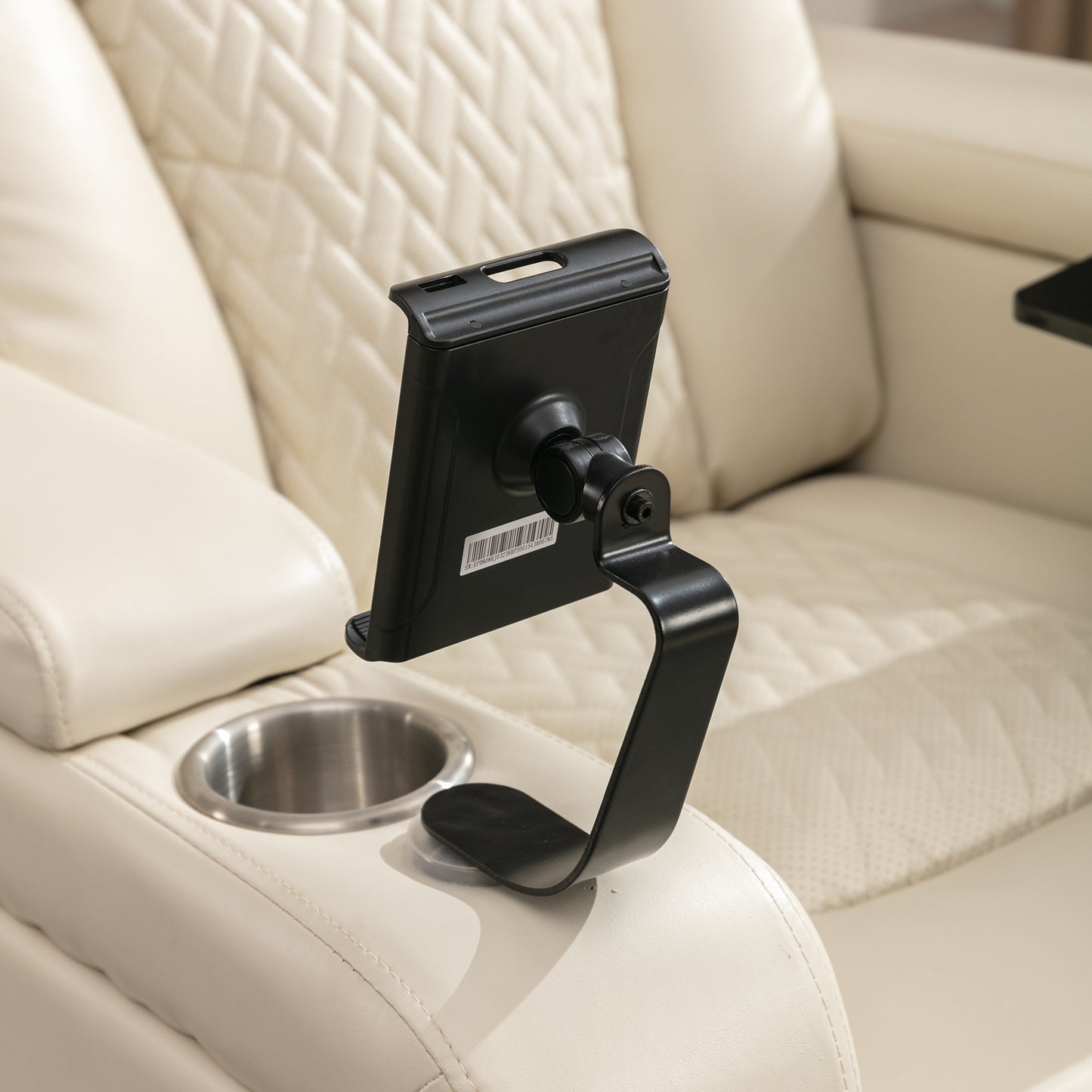 Power Recliner with Swivel, Cup Holder, USB Port, and Tray Table, White