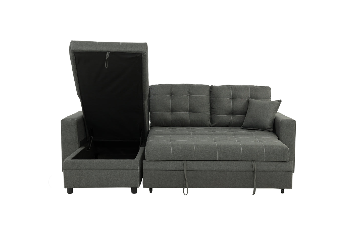 SECTIONAL in Black Faux Leather