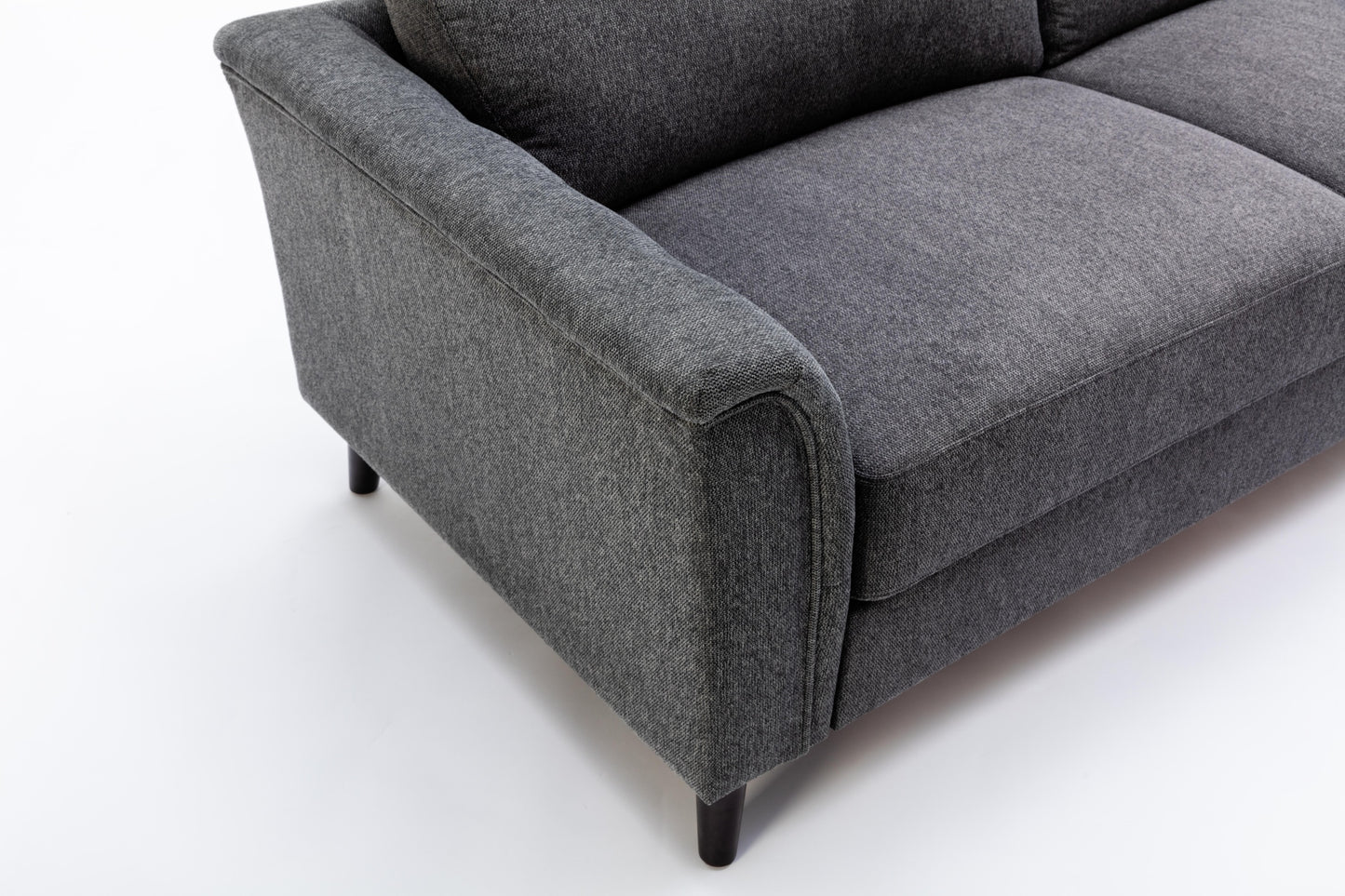 Stanton Dark Gray Linen Sofa with Tufted Arms