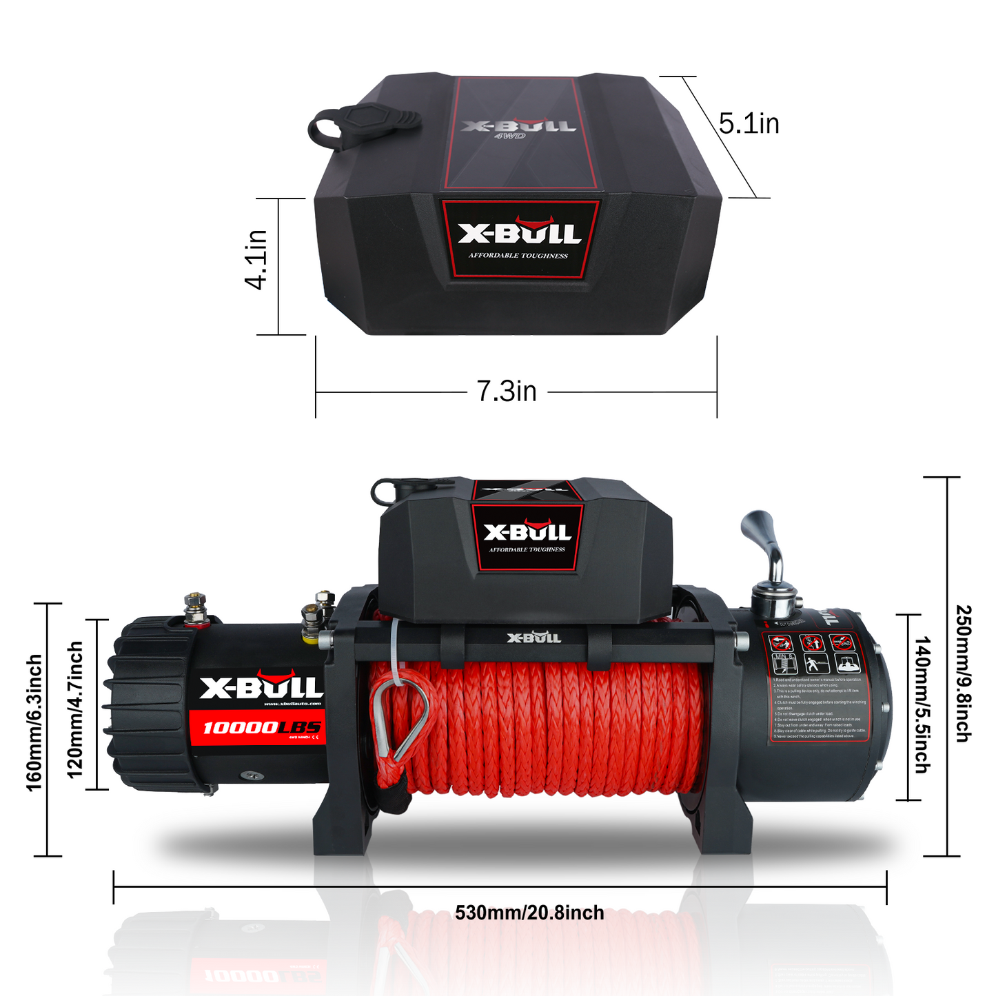 X-BULL 10000 LBS Electric Winch with Synthetic Rope and Remote Control