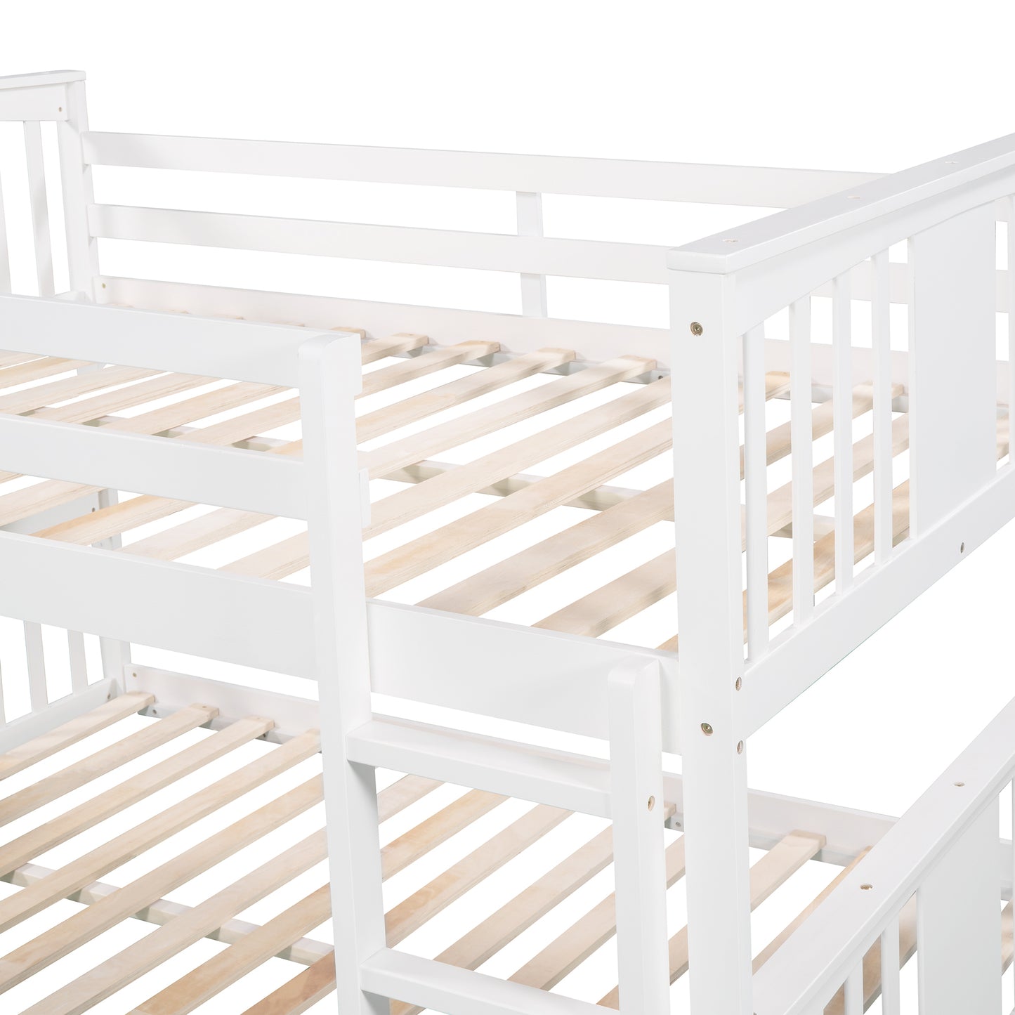 White Full-Size Bunk Bed with Built-In Ladder
