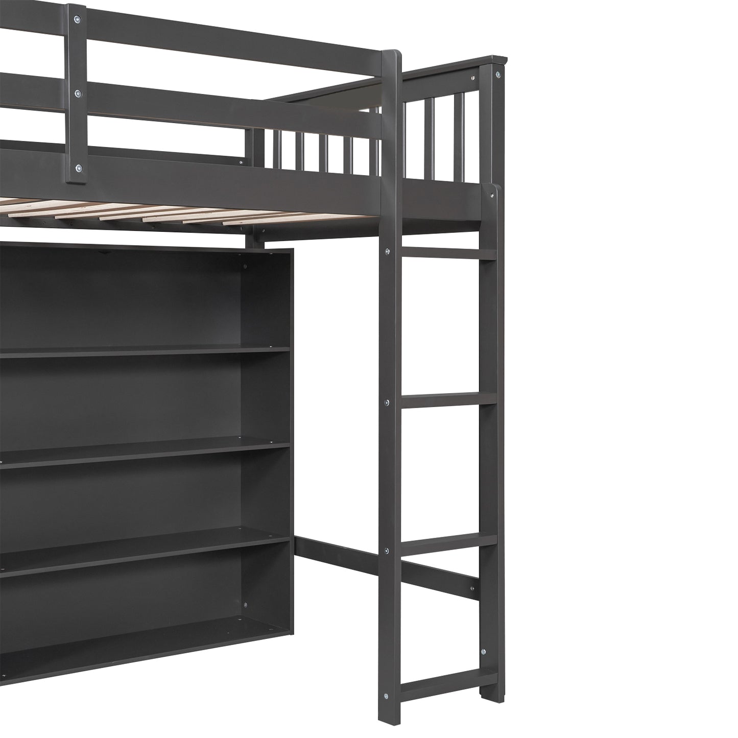 Twin Size Loft Bed with 8 Open Storage Shelves and Built-in Ladder, Gary(Expected Arrival Time:1.5)