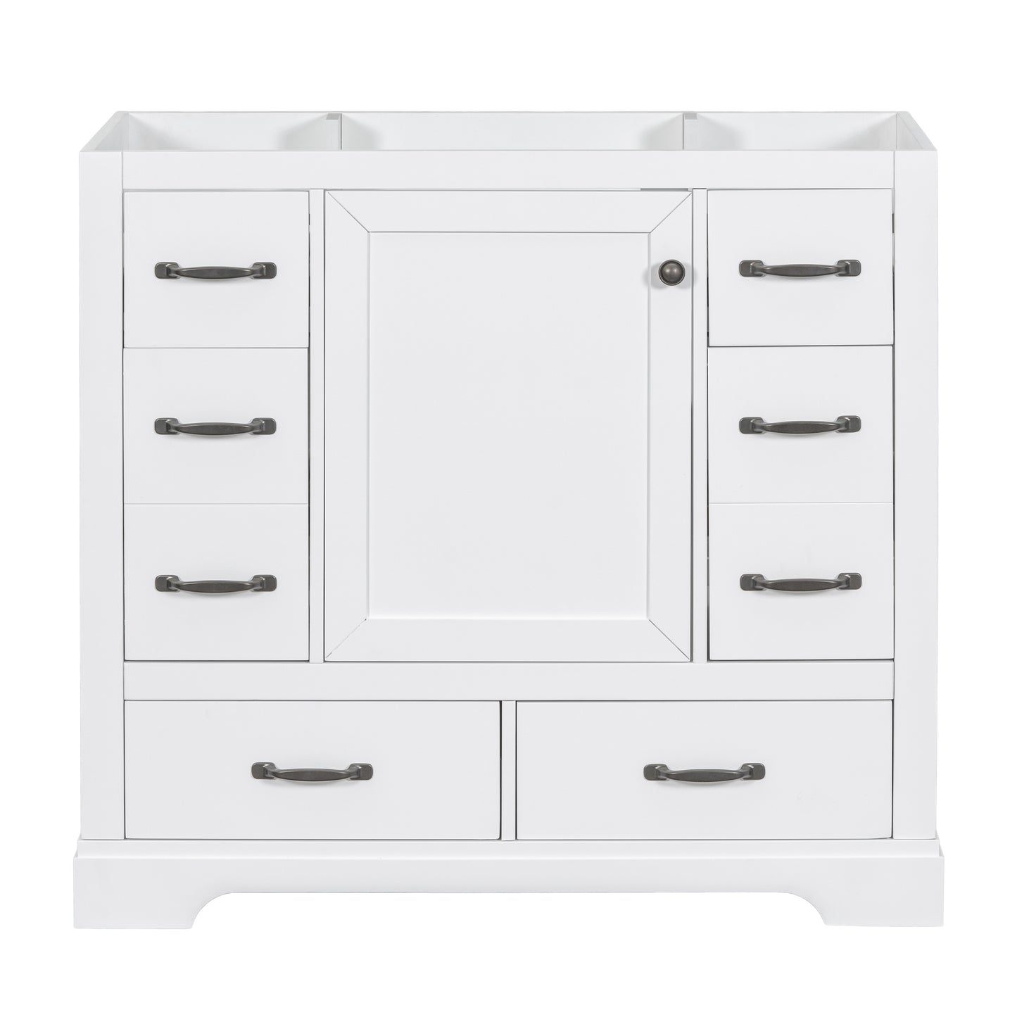 36" Bathroom Vanity without Sink, Cabinet Base Only, Six Drawers, Multi-Functional Drawer Divider, Adjustable Shelf, White