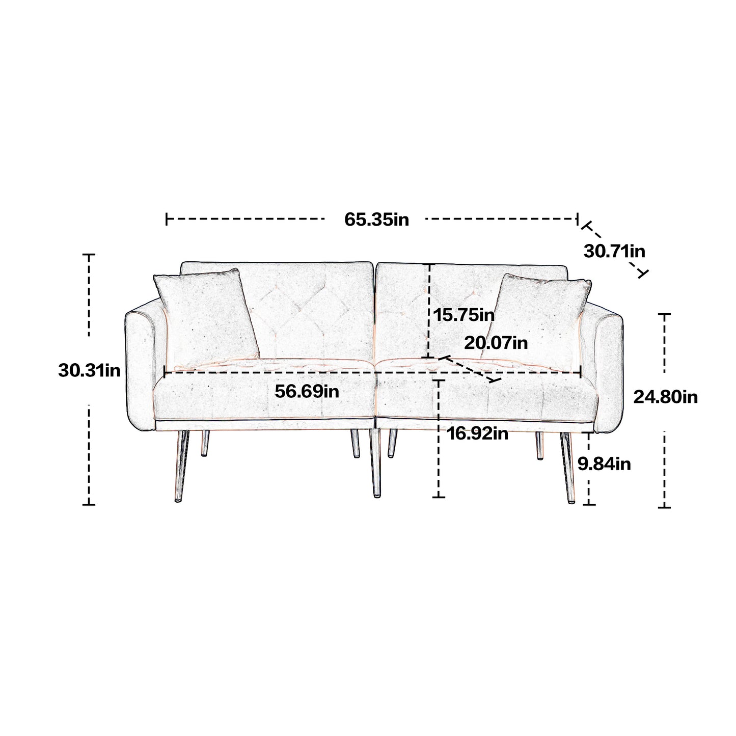 Velvet  Sofa , Accent sofa .loveseat sofa with metal  feet