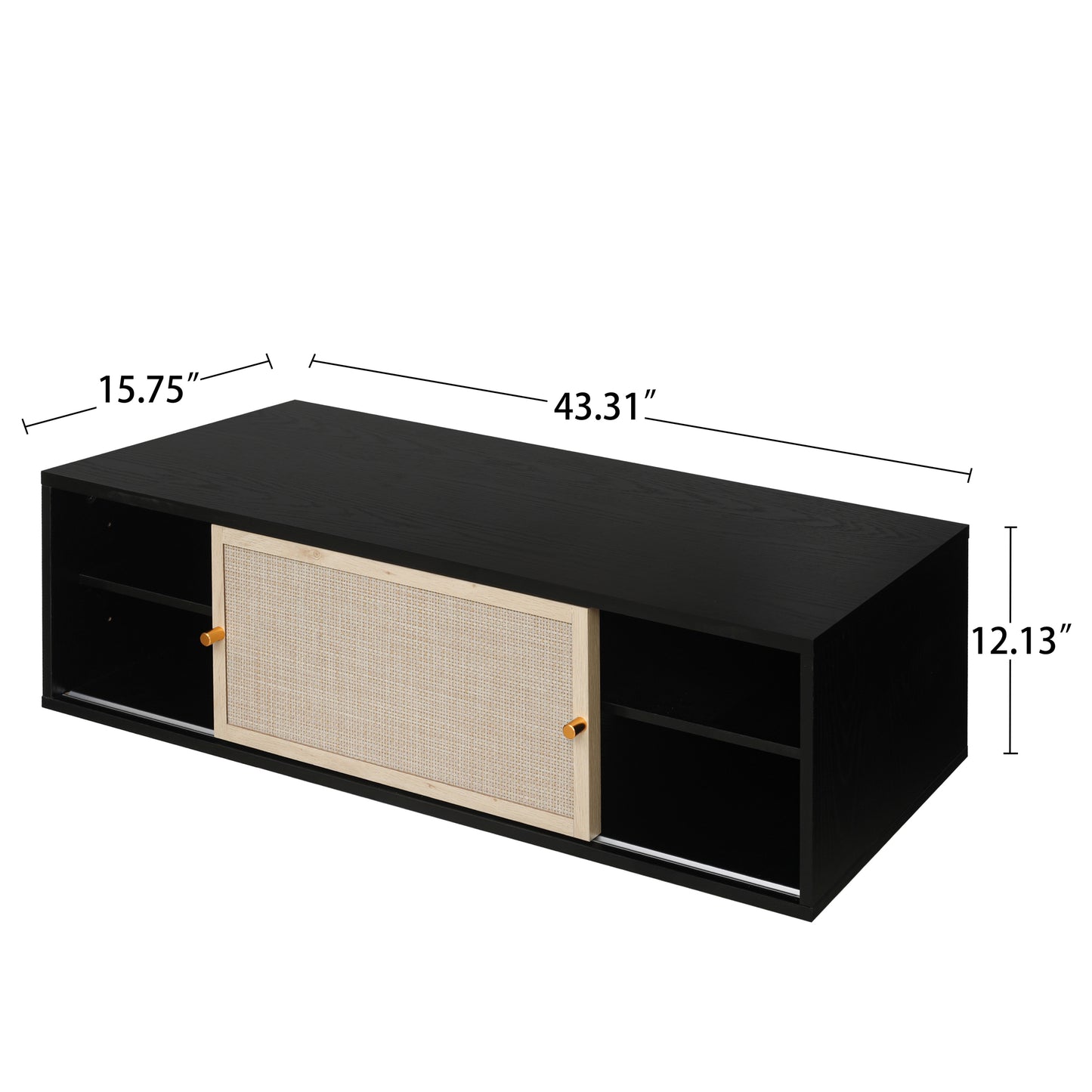 Elegant Wall-Mounted Rattan TV Stand with Storage Options