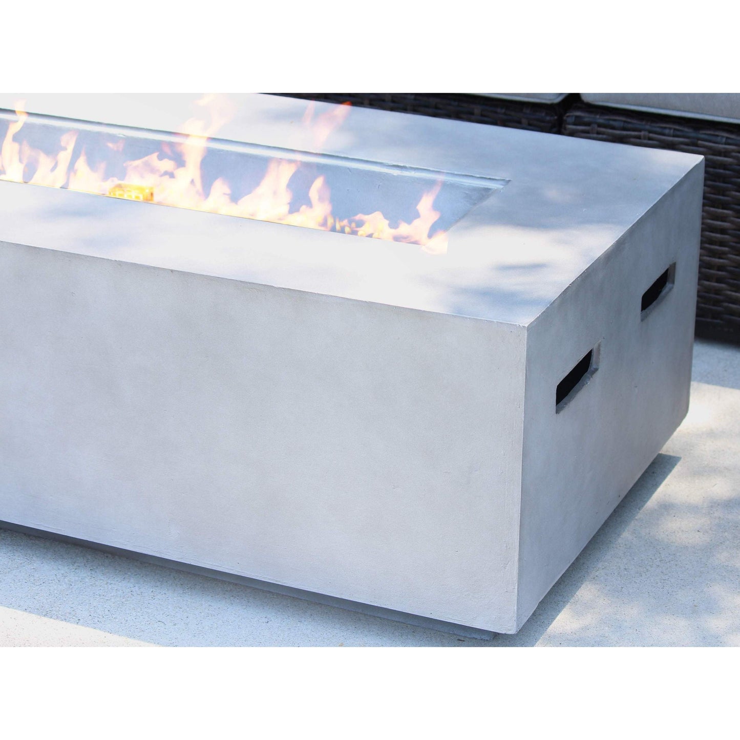 56-inch Modern Concrete Propane Outdoor Fire Pit Table by Living Source International