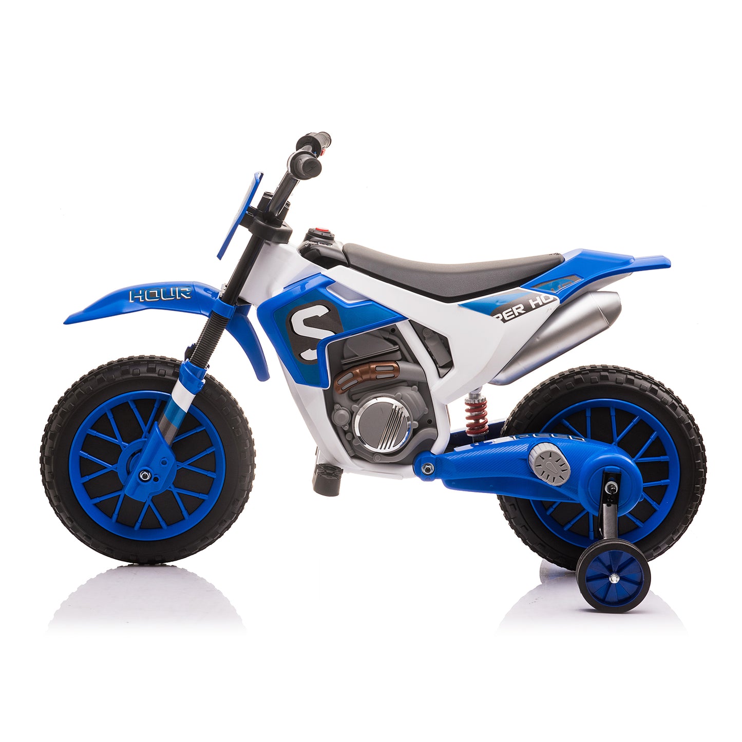 12V Kids Ride on Toy Motorcycle, Electric Motor Toy Bike with Training Wheels for Kids 3-6, Blue