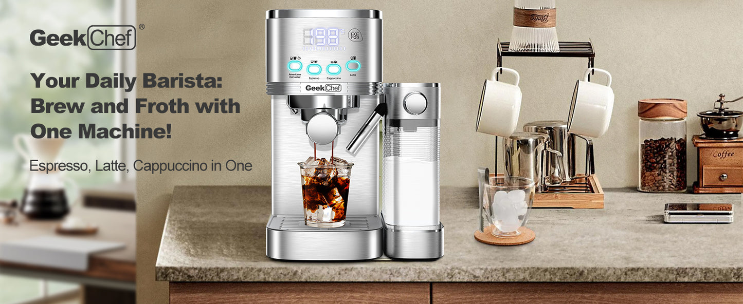 Automatic Milk Frother Espresso and Cappuccino Machine with ESE POD filter