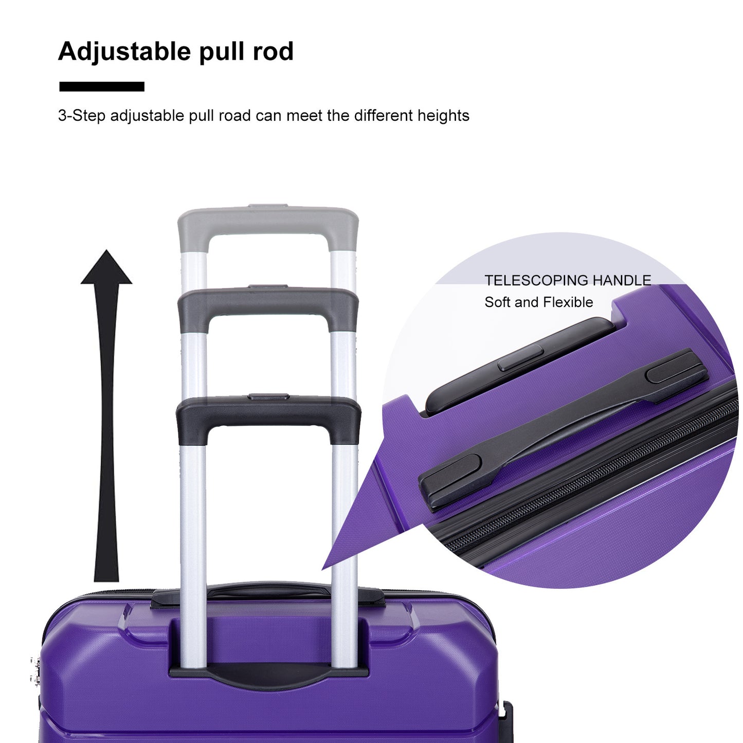 Hardshell Suitcase Spinner Wheels PP Luggage Sets Lightweight Durable Suitcase with TSA Lock,3-Piece Set (20/24/28) ,Purple