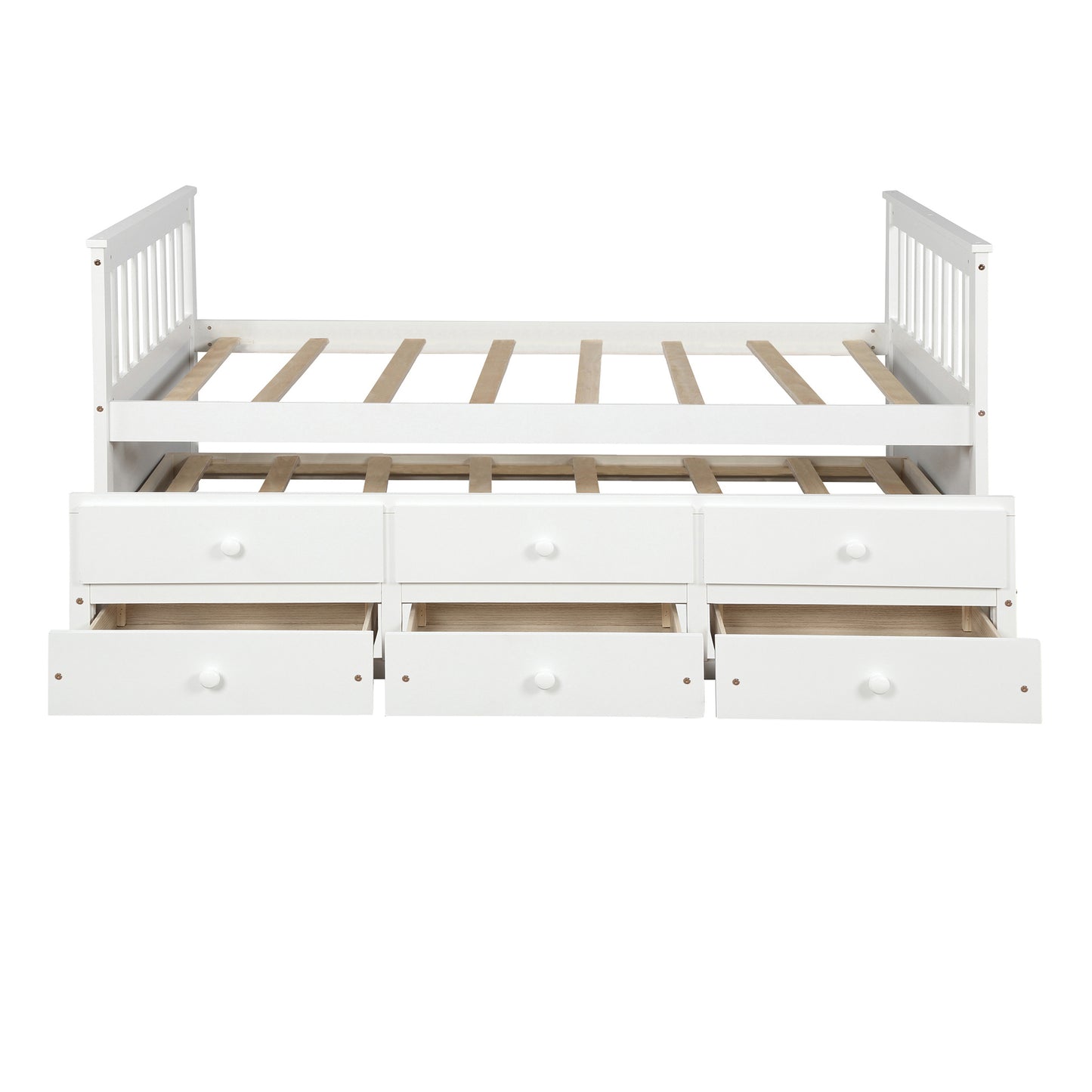 Captain's Bed Twin Daybed with Trundle Bed and Storage Drawers, White