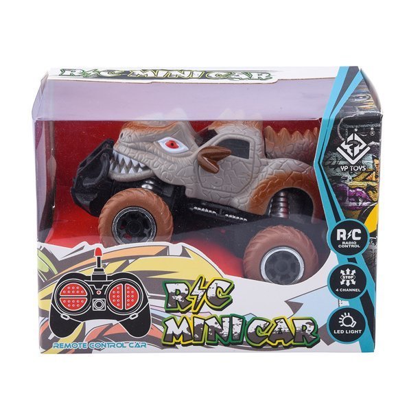 Dinosaur RC Car 1/43 Scale 27MHz Remote Control Monster Truck for Toddlers Birthday Gifts