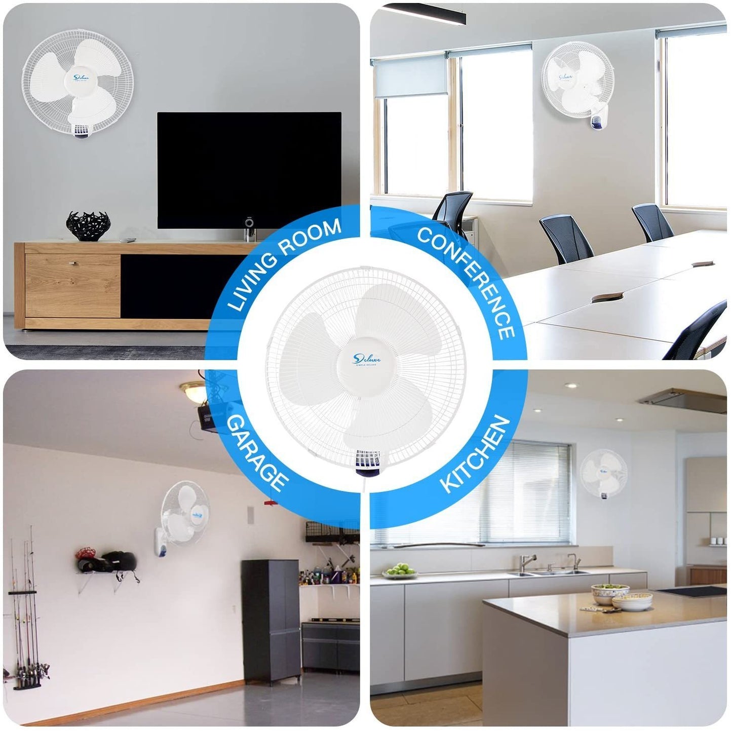 Refreshing Airflow Solution: Simple Deluxe 16 Inch Digital Wall Mount Fan with Remote Control, 3 Speeds, 3 Oscillating Modes