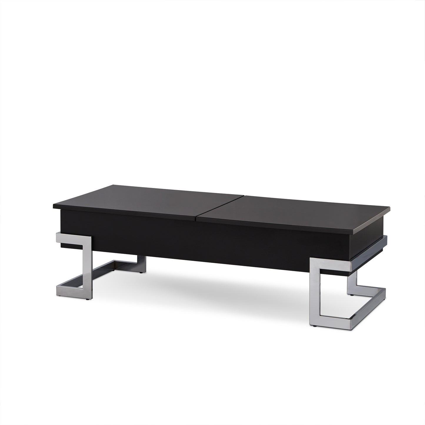 Stylish Black & Chrome Coffee Table with Lift Top - Calnan 81855