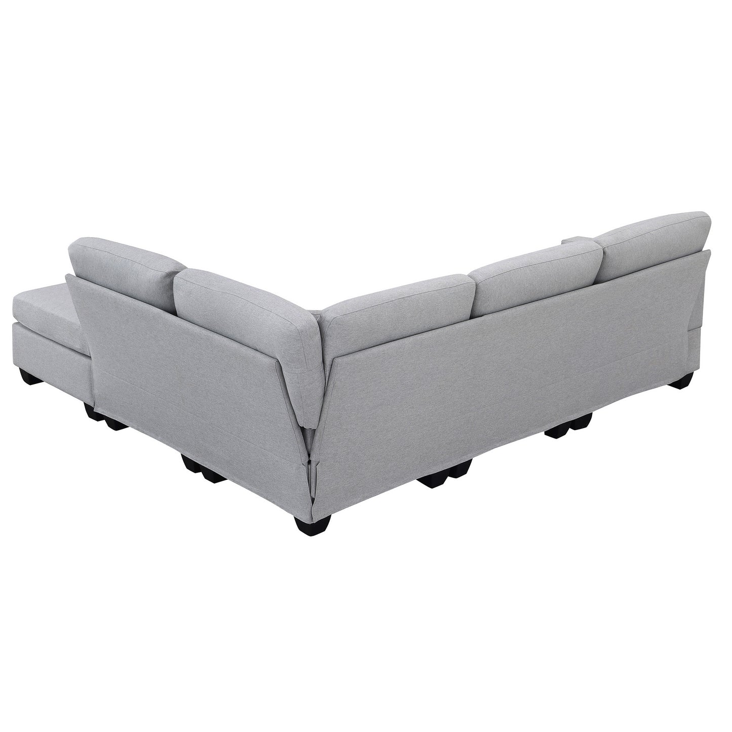 Modern 5-Seat Sectional Sofa Set with Convertible Ottoman