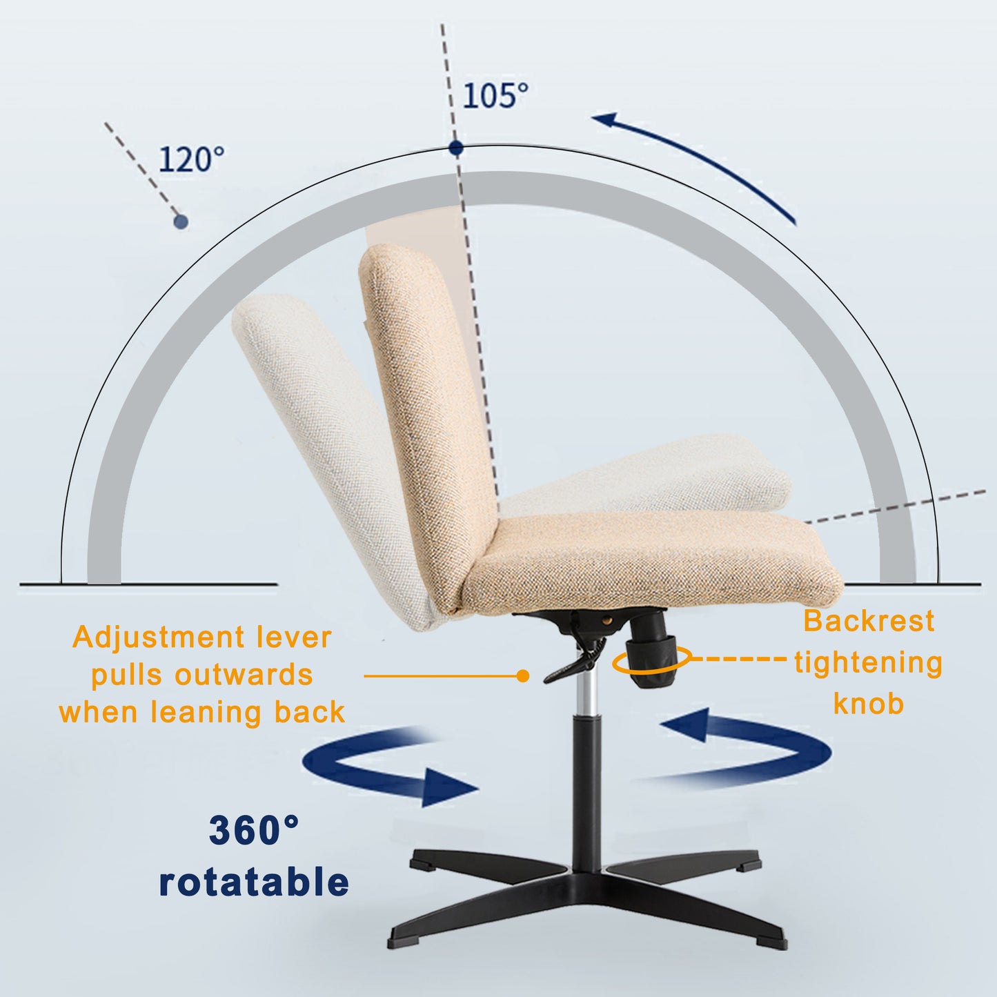 Fabric Material Home Computer Chair Office Chair Adjustable 360 ° Swivel Cushion Chair With Black Foot Swivel Chair Makeup Chair Study Desk Chair No Wheels