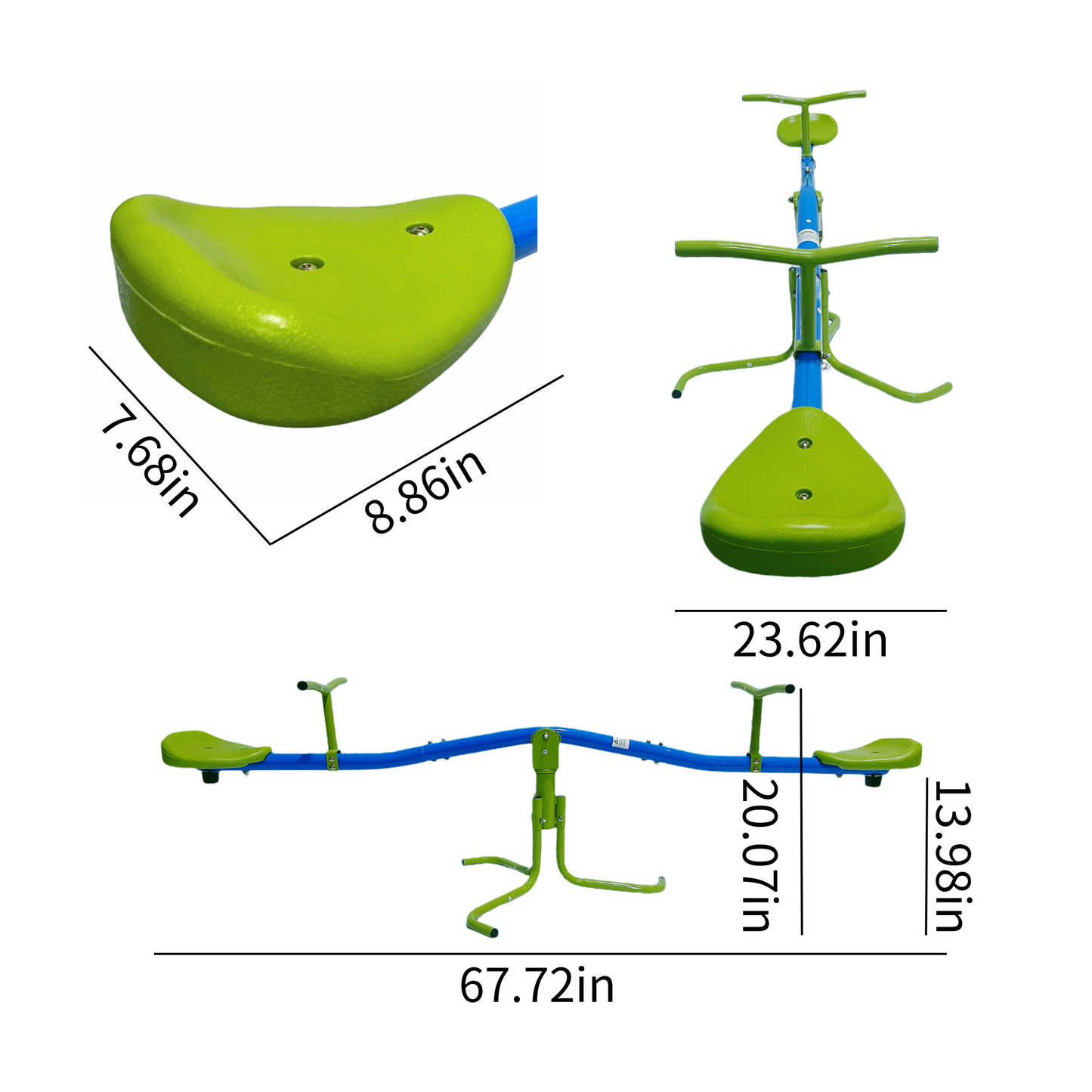 360° Swivel Seesaw for Kids - Green and Blue, Age 3+