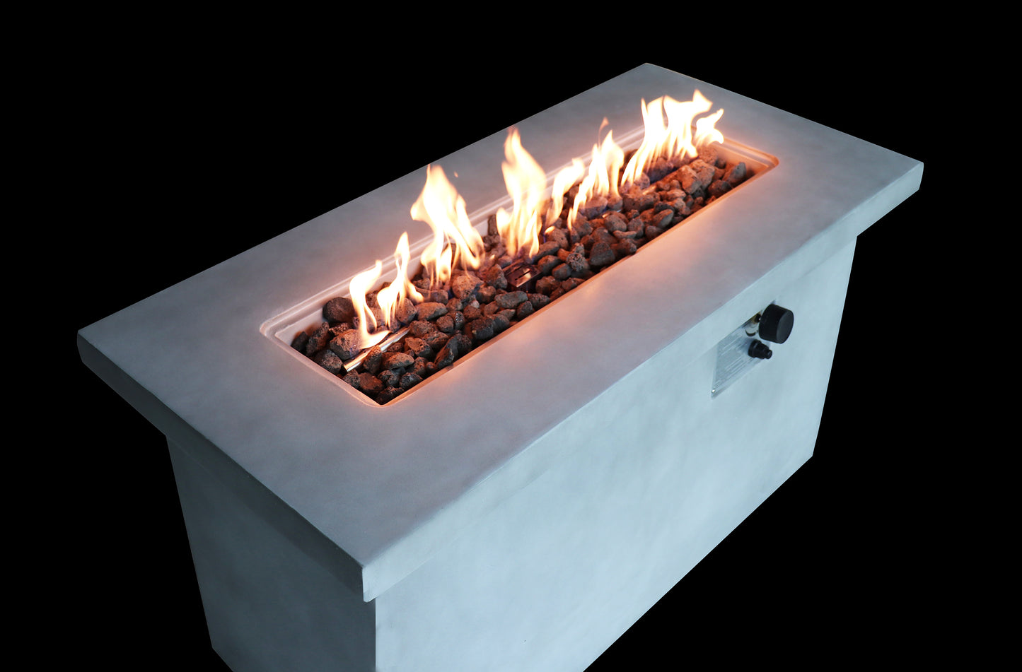 Modern Style 24'' Concrete Propane/Natural Gas Outdoor Fire Pit Table in Natural Concrete Finish