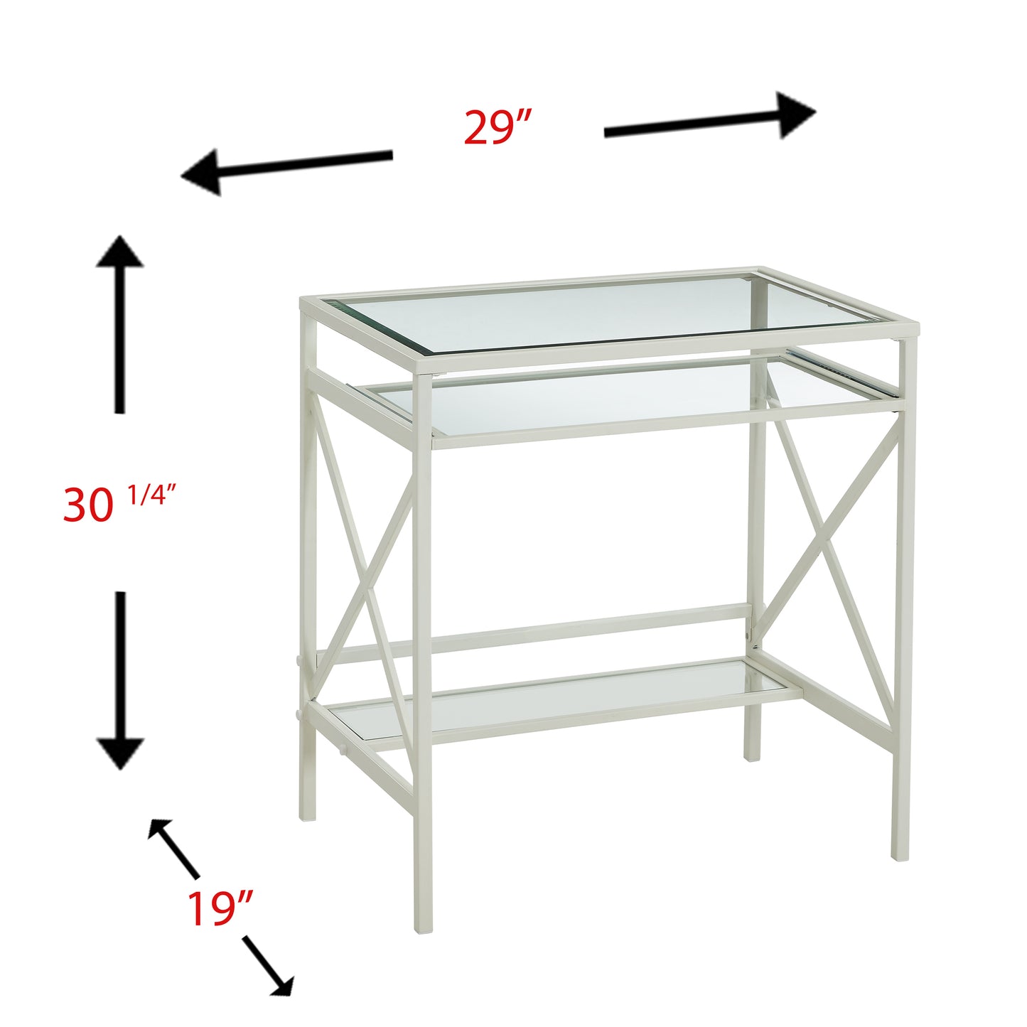 Compact White Glass-Top Desk with Iron Frame for Small Spaces