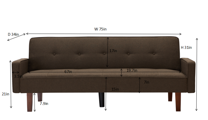 Brown Linen Sofa Bed for Small Spaces