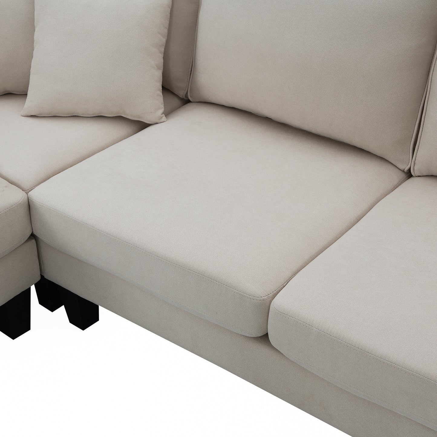 Terrycloth Minimalist L-Shaped Sectional Sofa with Chaise Lounge