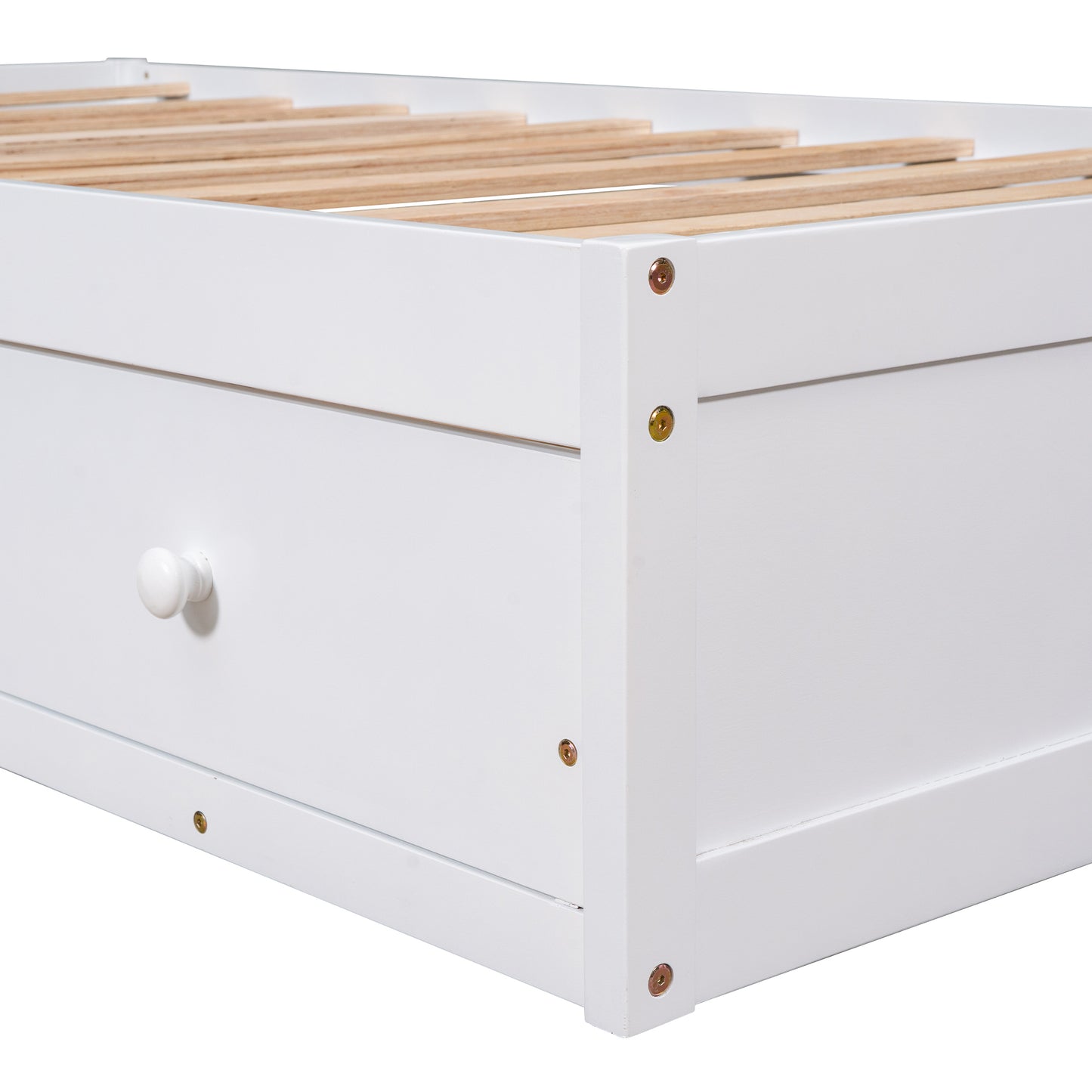 Twin Size Platform Storage Bed with 3 Drawers,White