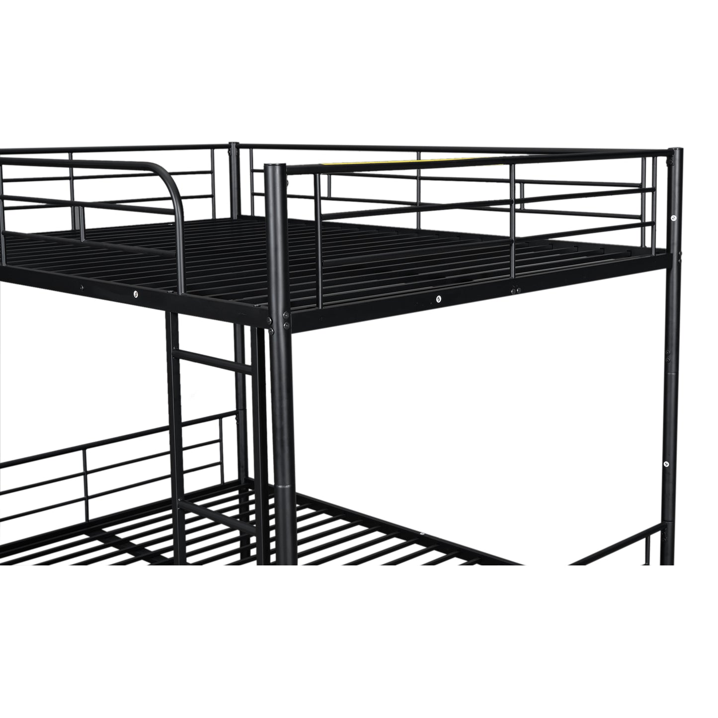 Stylish Contemporary Metal Bunk Bed with Trundle - Sleek Black Design