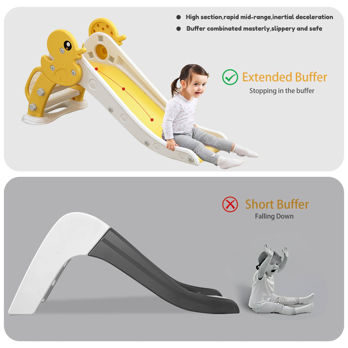 Toddler Slide with Pet Duck Design for Indoor and Outdoor Use