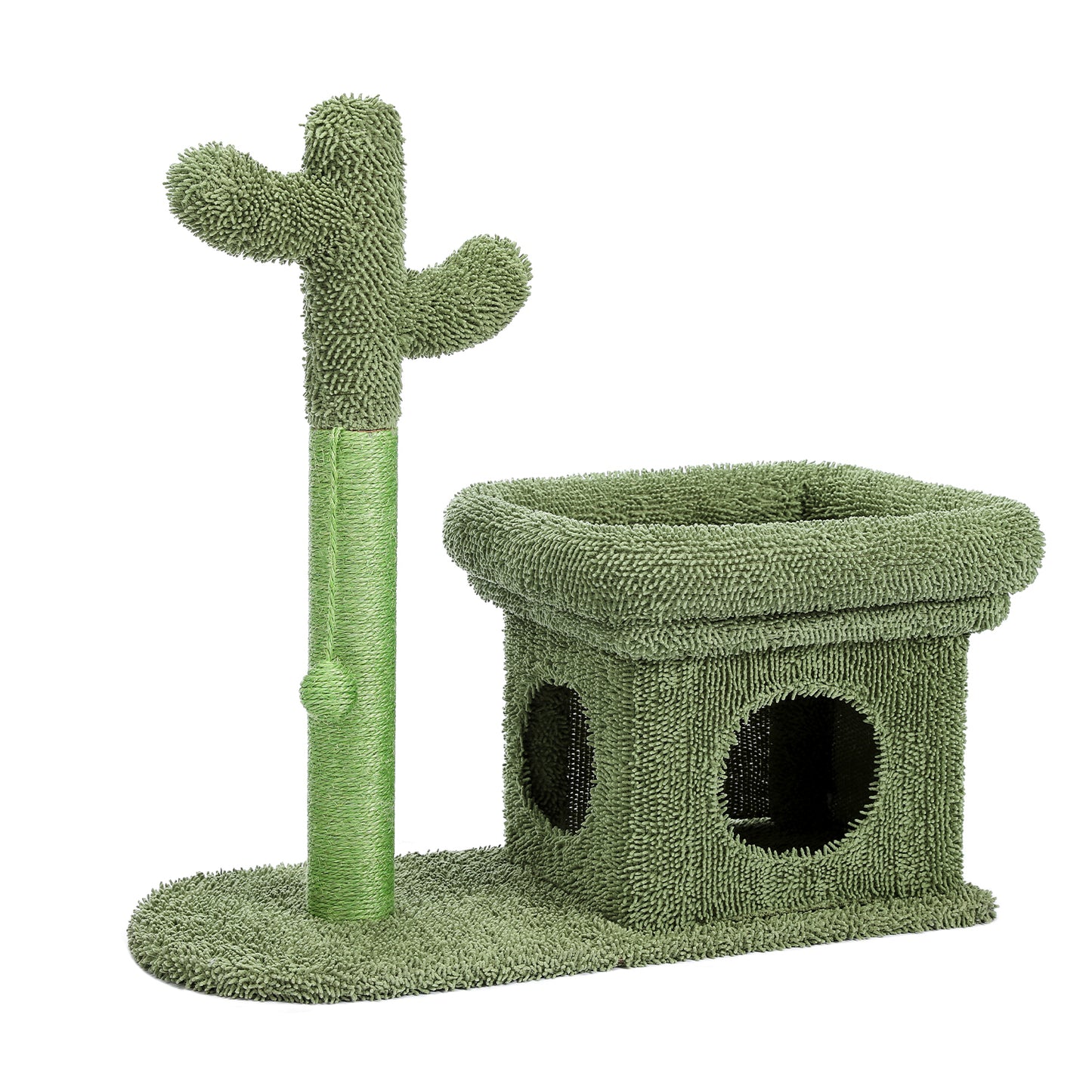 Cat Tree 27.6 inches with Cactus Scratching Posts, Creative Scratching Posts, Stylish Cat Tree, with Ball and Cat House  Green