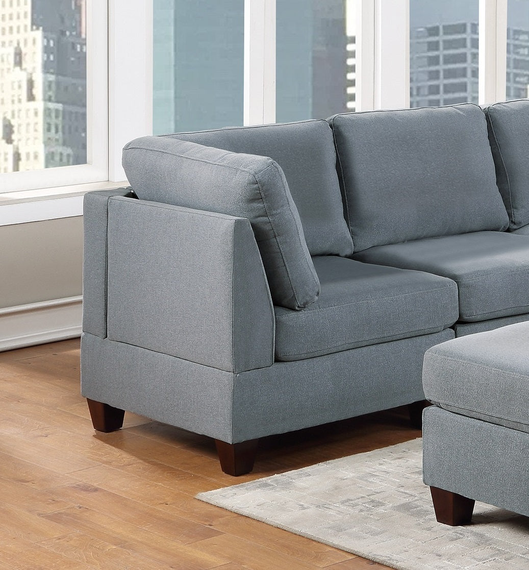 Modular Sectional Sofa Set with Ottoman and Armless Chairs