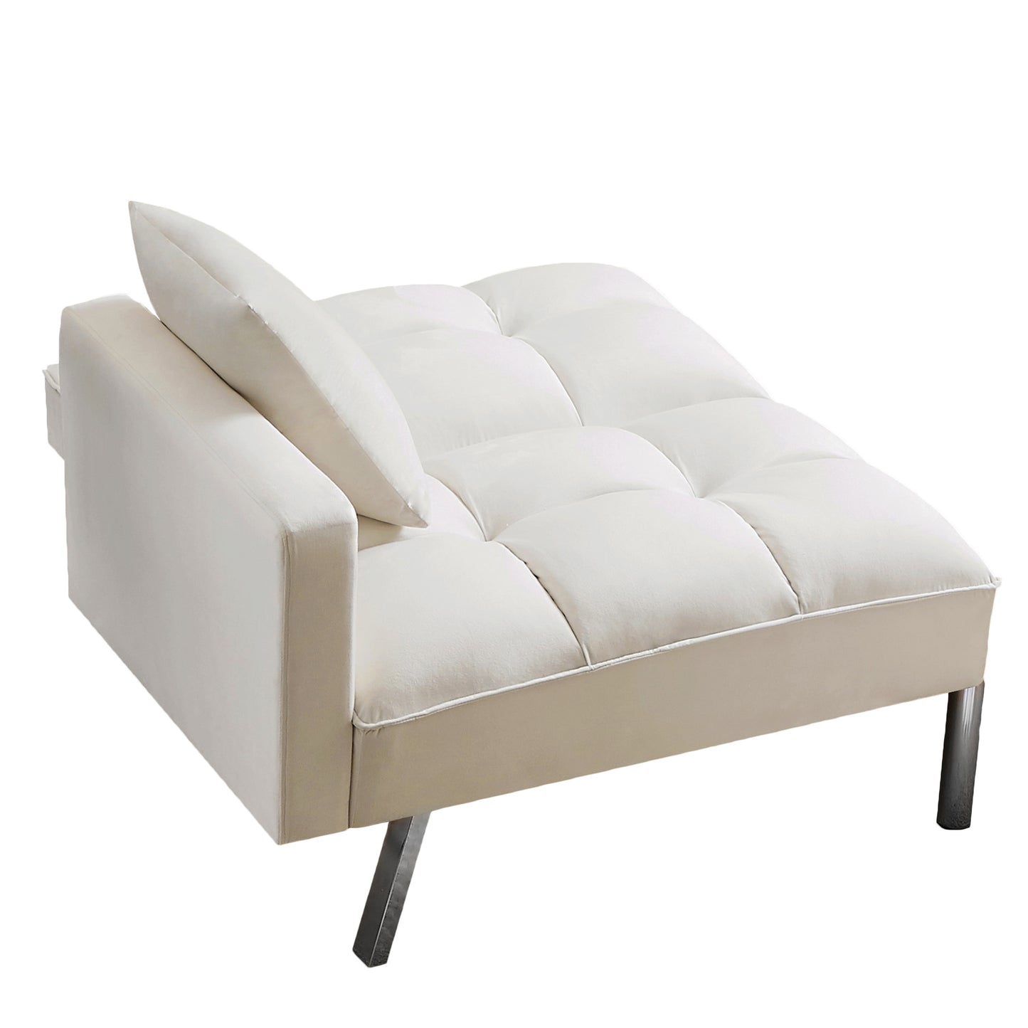 2-Seater Right Velvet Sofa with Adjustable Backrest and Toss Pillows