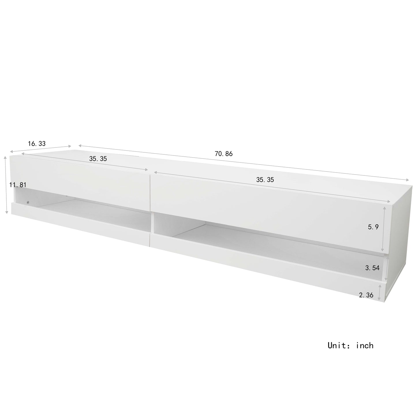 180 White LED Wall Mounted TV Stand with 20 Color Options