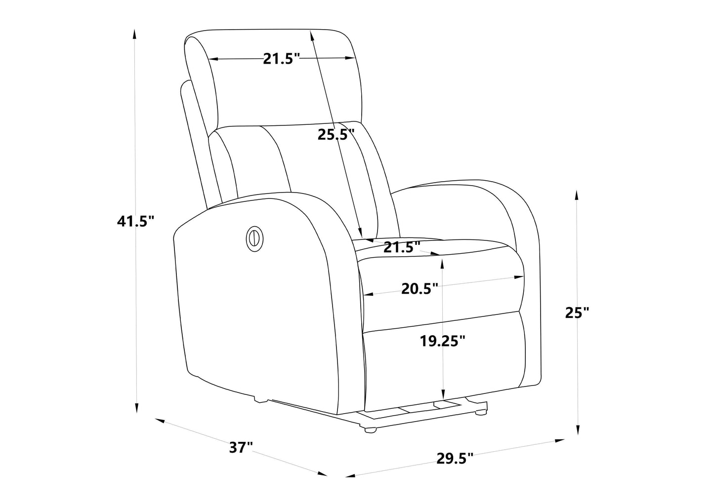 Verona Power Recliner with USB Charger