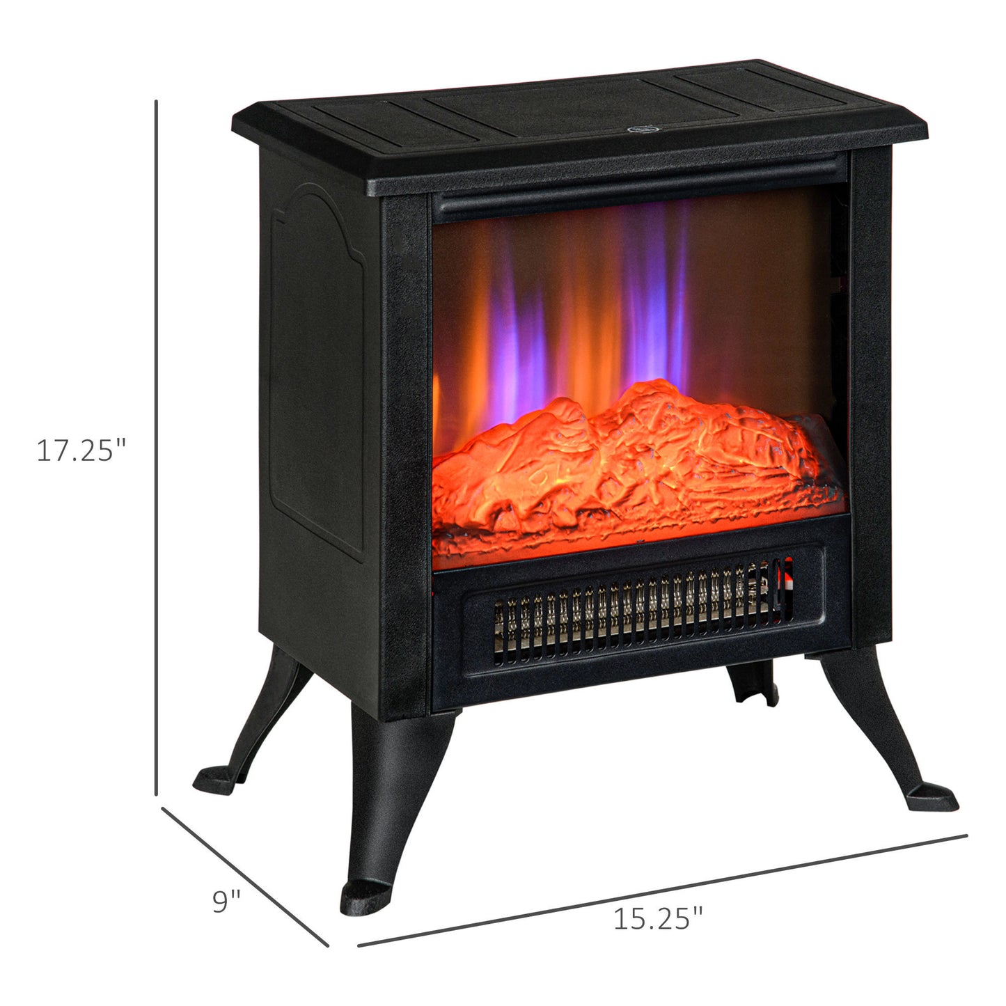 Electric Fireplace Stove with Realistic LED Flame & Adjustable Heating Modes