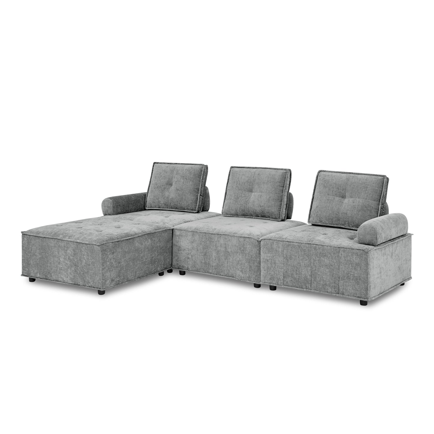 L-Shape Modular Sectional Sofa, DIY Combination, Chenille