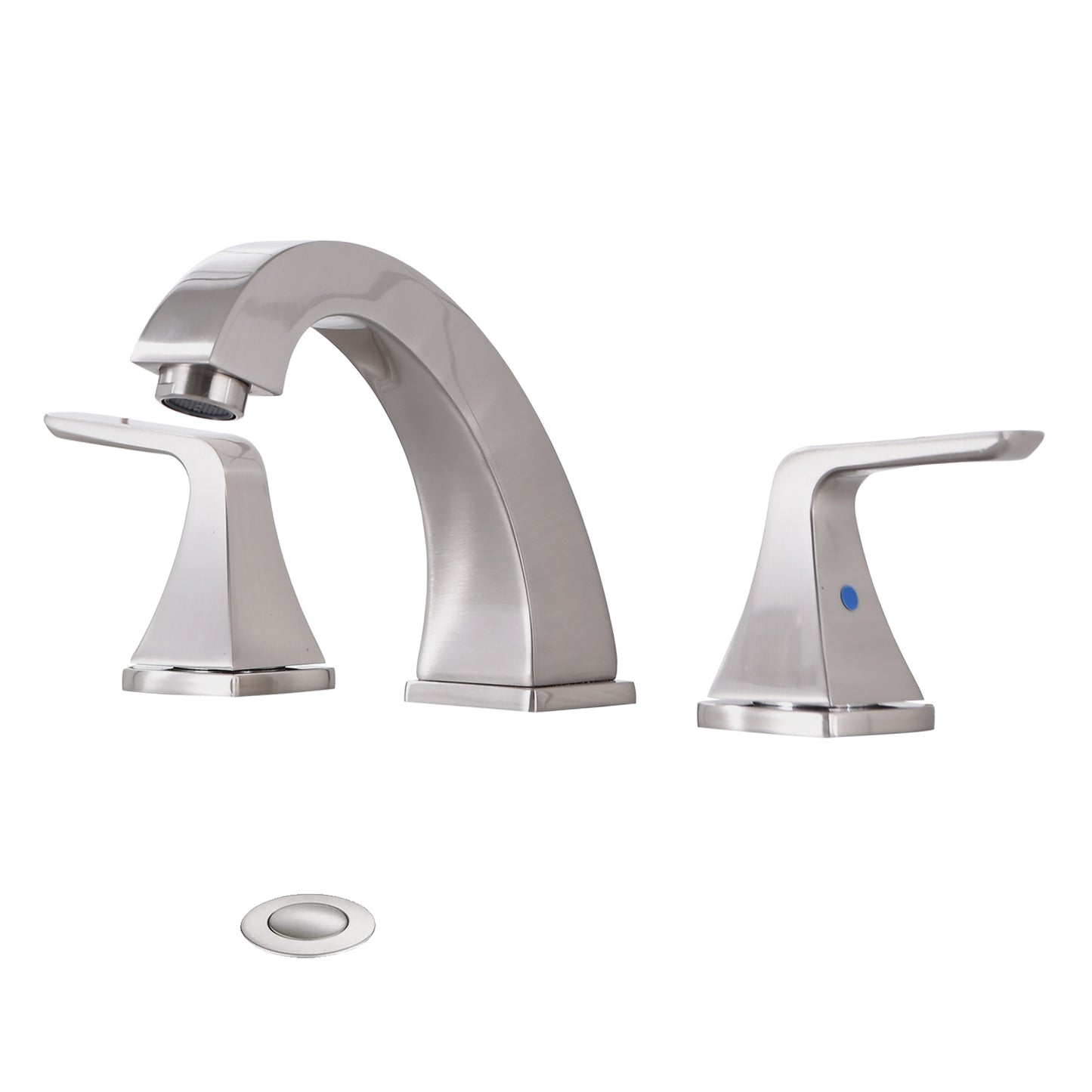 Elegant Brushed Nickel Bathroom Faucet Set with Dual Handles and Pop Up Drain