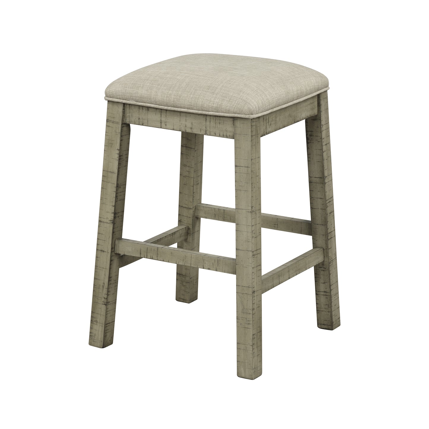 4 Pieces Counter Height Table with Fabric Padded Stools,Rustic Bar Dining Set with Socket,Gray Green