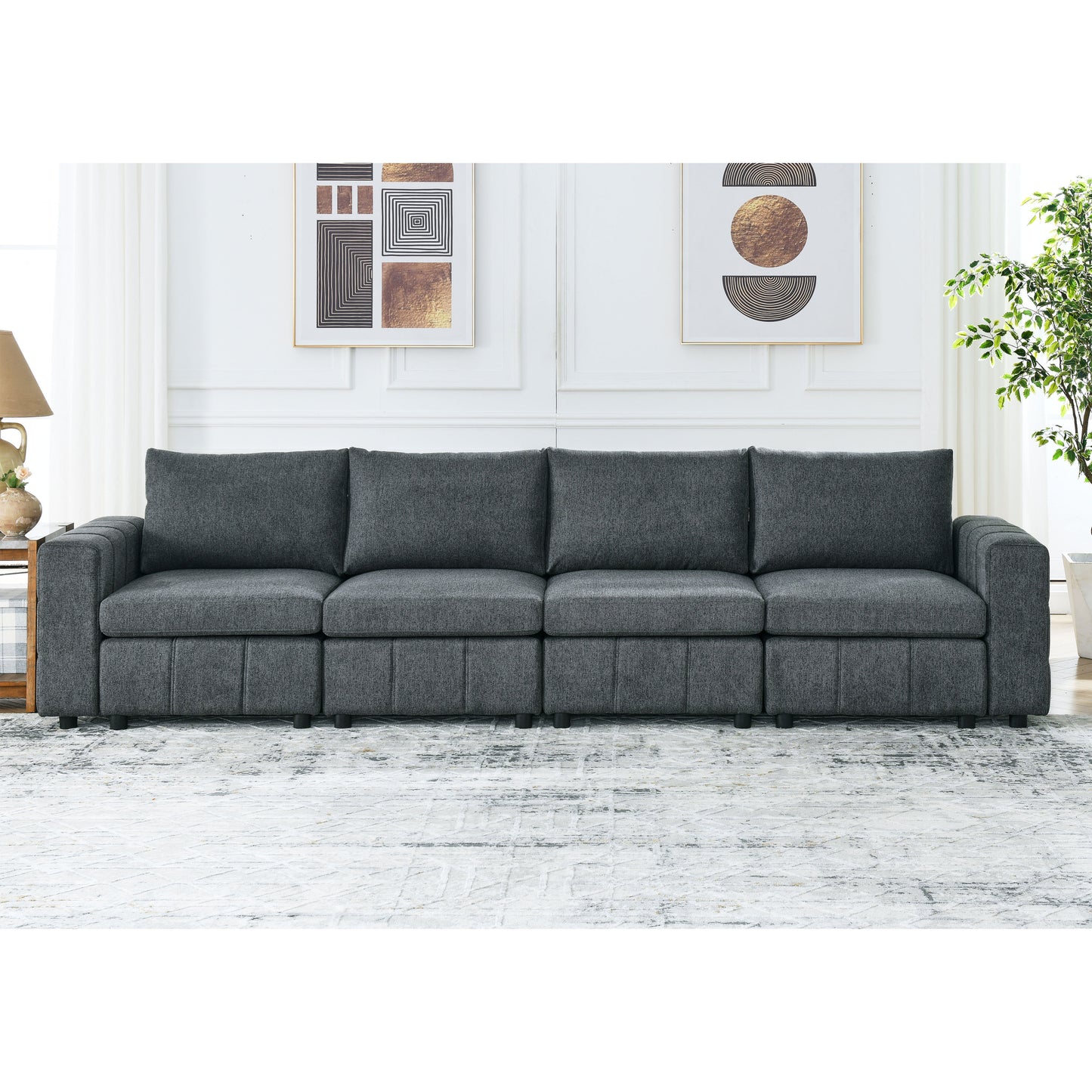 Customizable 4-Seater Modular Sectional Sofa for Modern Living Spaces