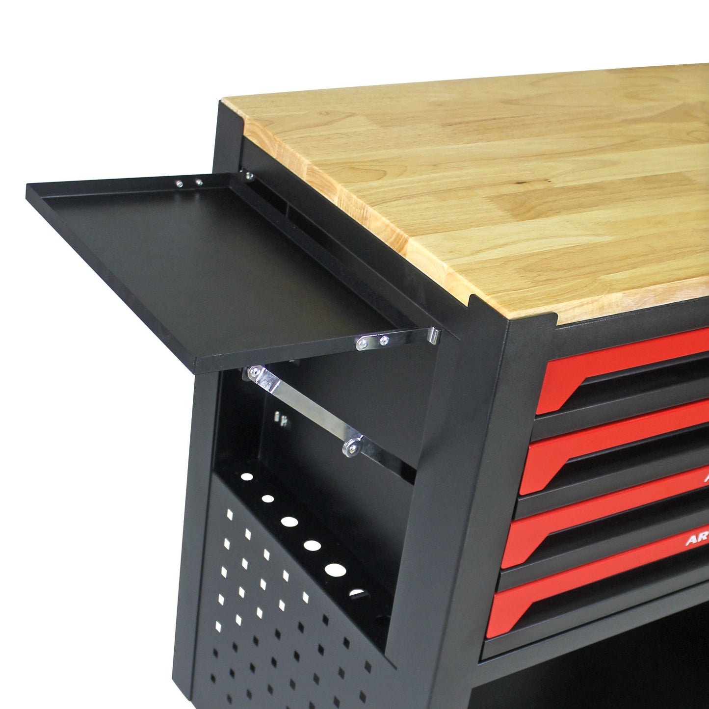 4 DRAWERS MULTIFUNCTIONAL TOOL CART WITH TOOL SET AND WOODEN TOP